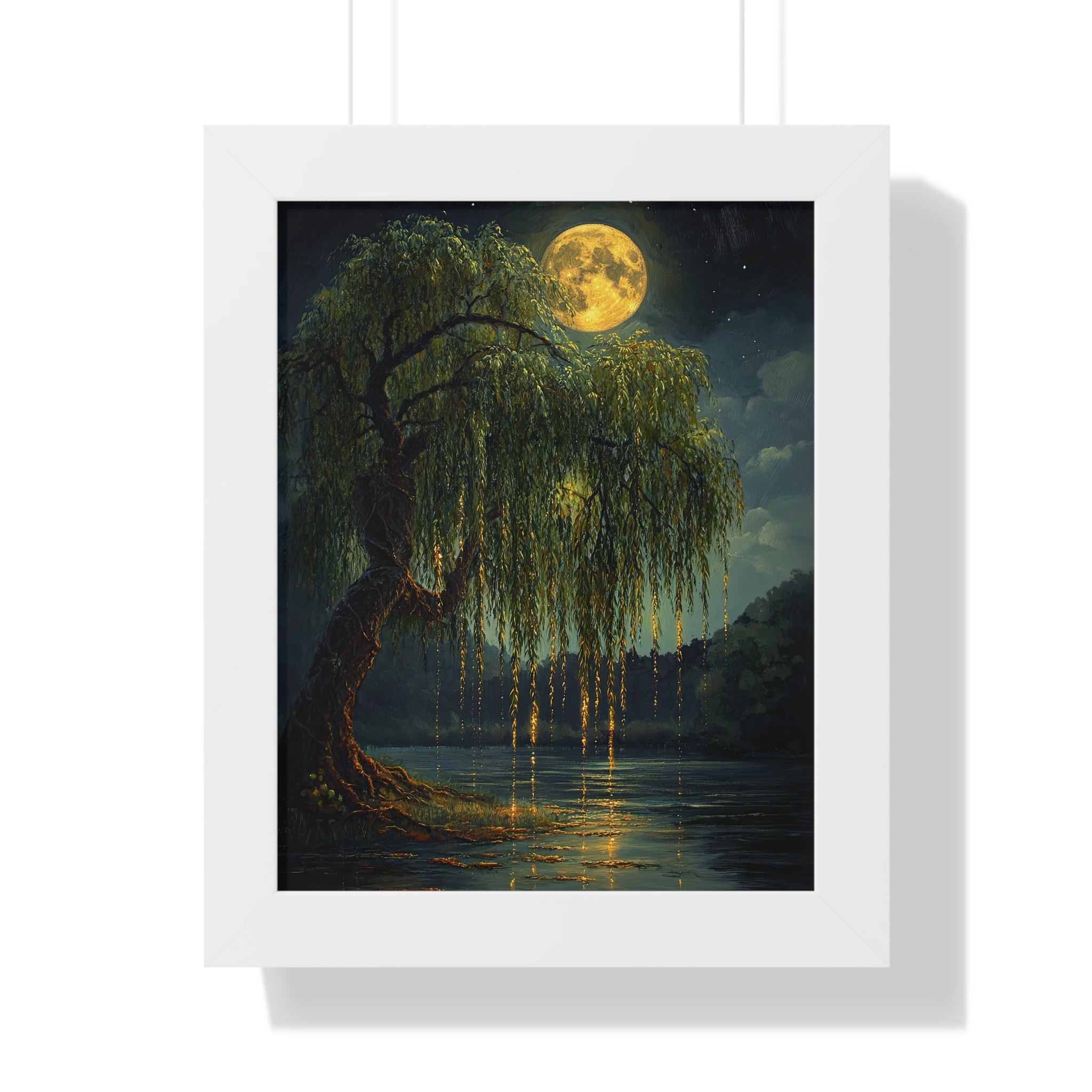 Framed Paper Print - Moonlit Willow Glow