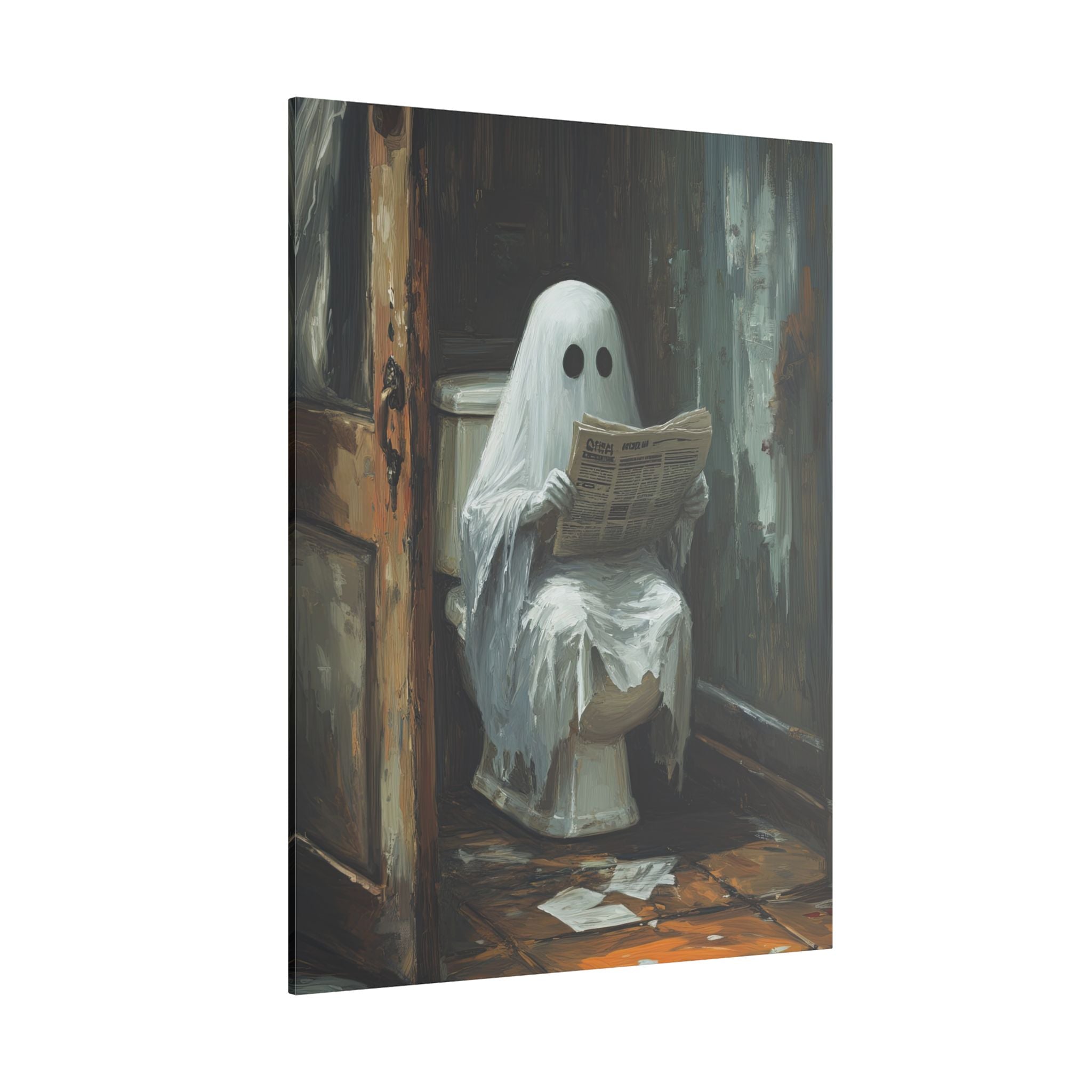 .75" Matte Canvas - Ghostly Bathroom Break
