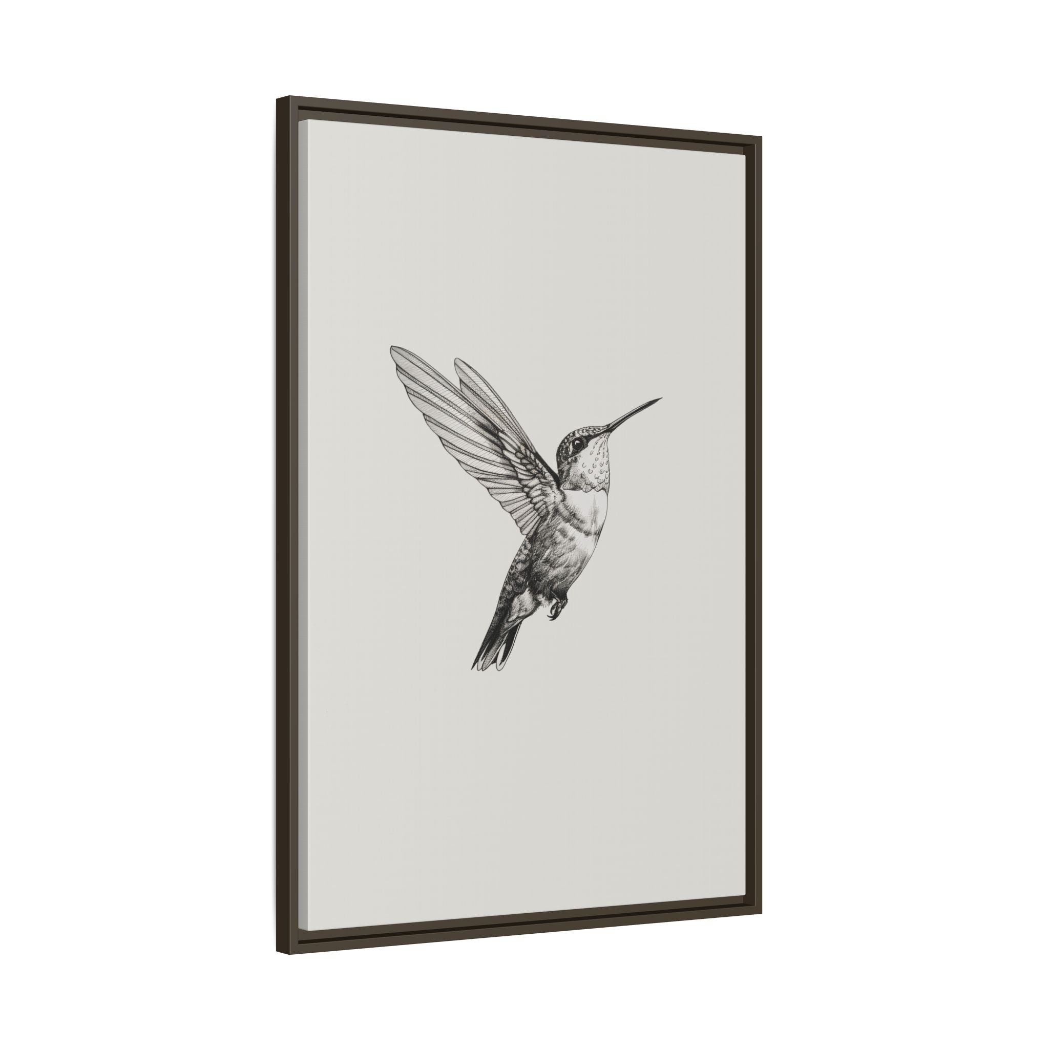 Framed Canvas - Flying Hummingbird Line Study
