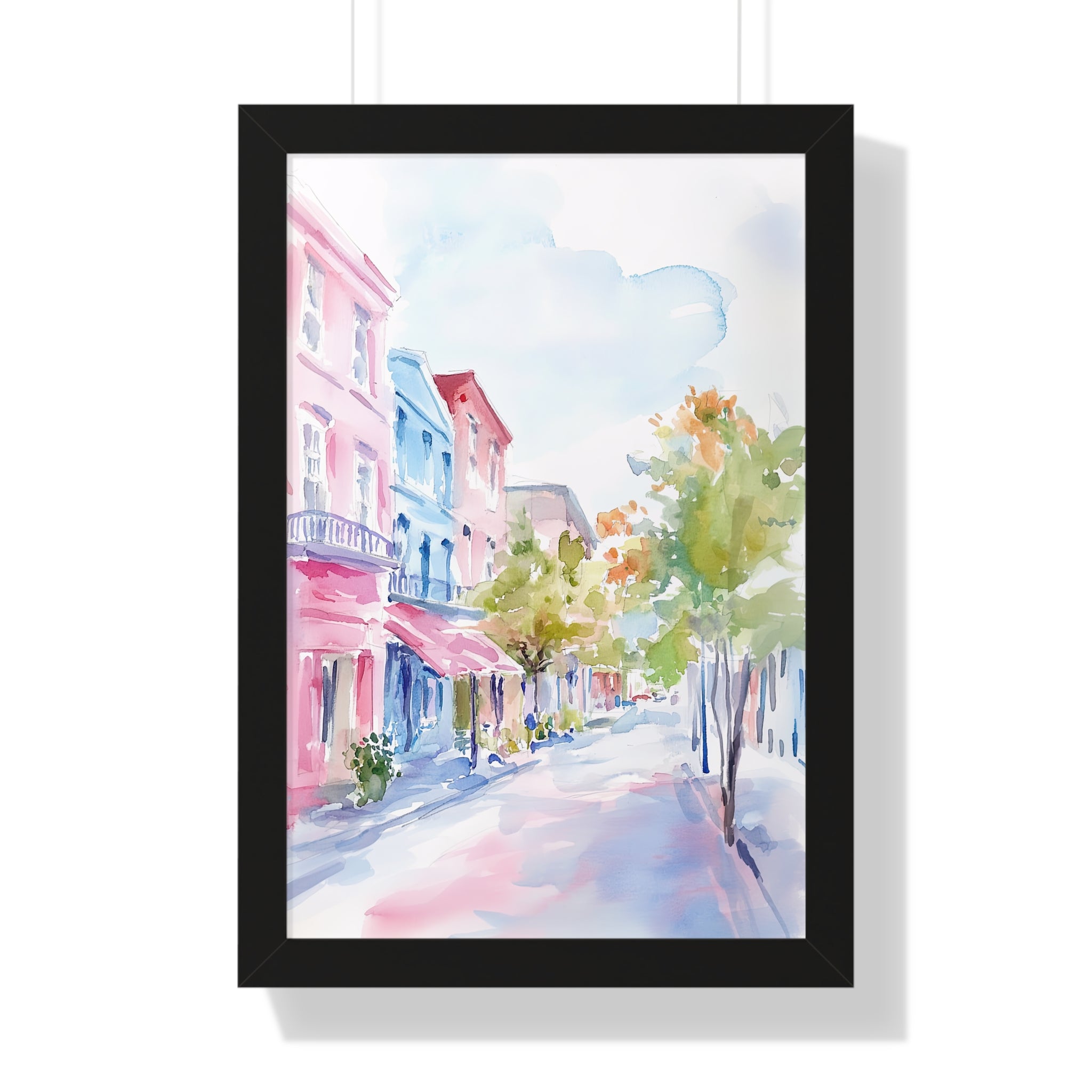 Framed Paper Print - Pastel Charleston Street Scene