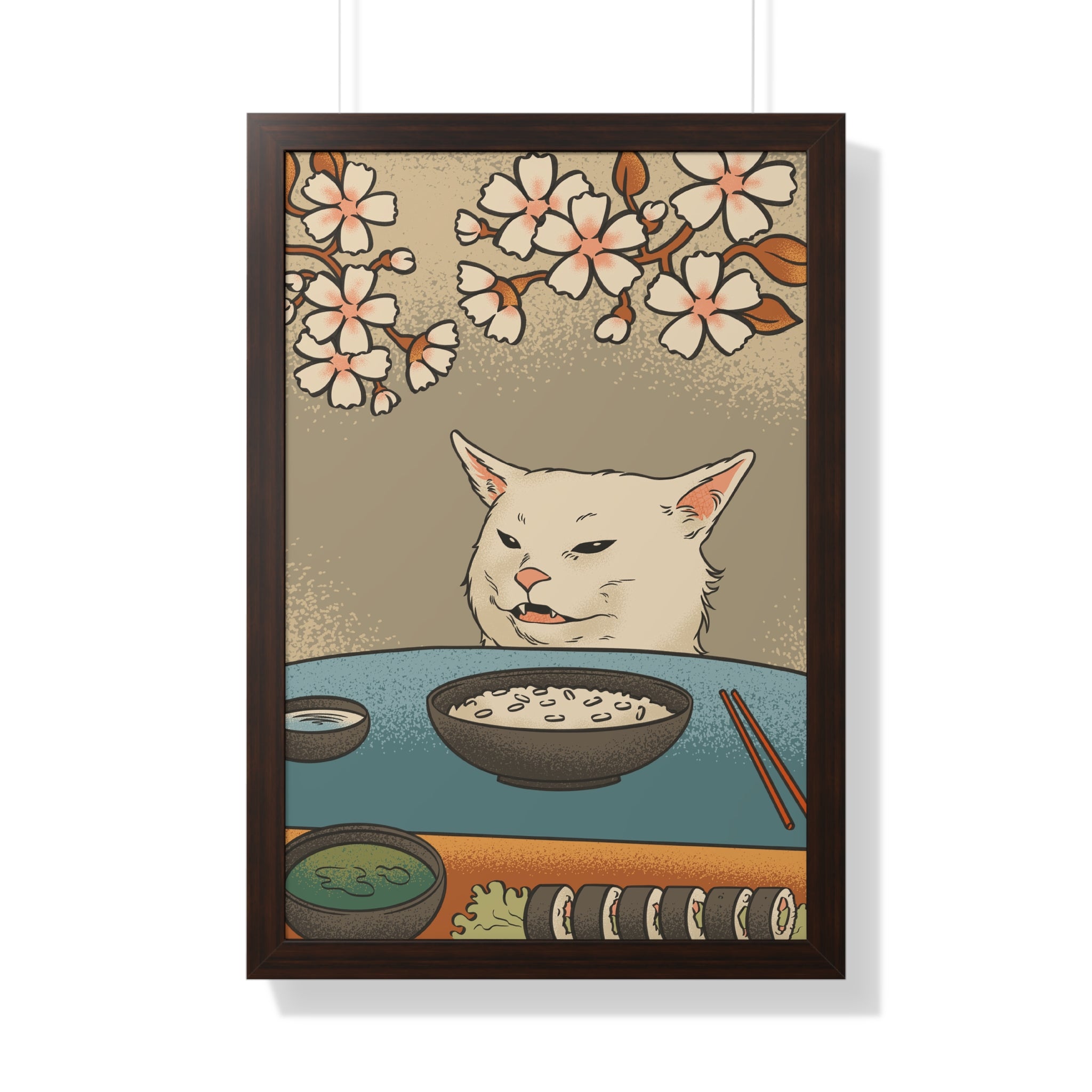 Framed Paper Print - Unimpressed Cat Meme Ukiyo-e
