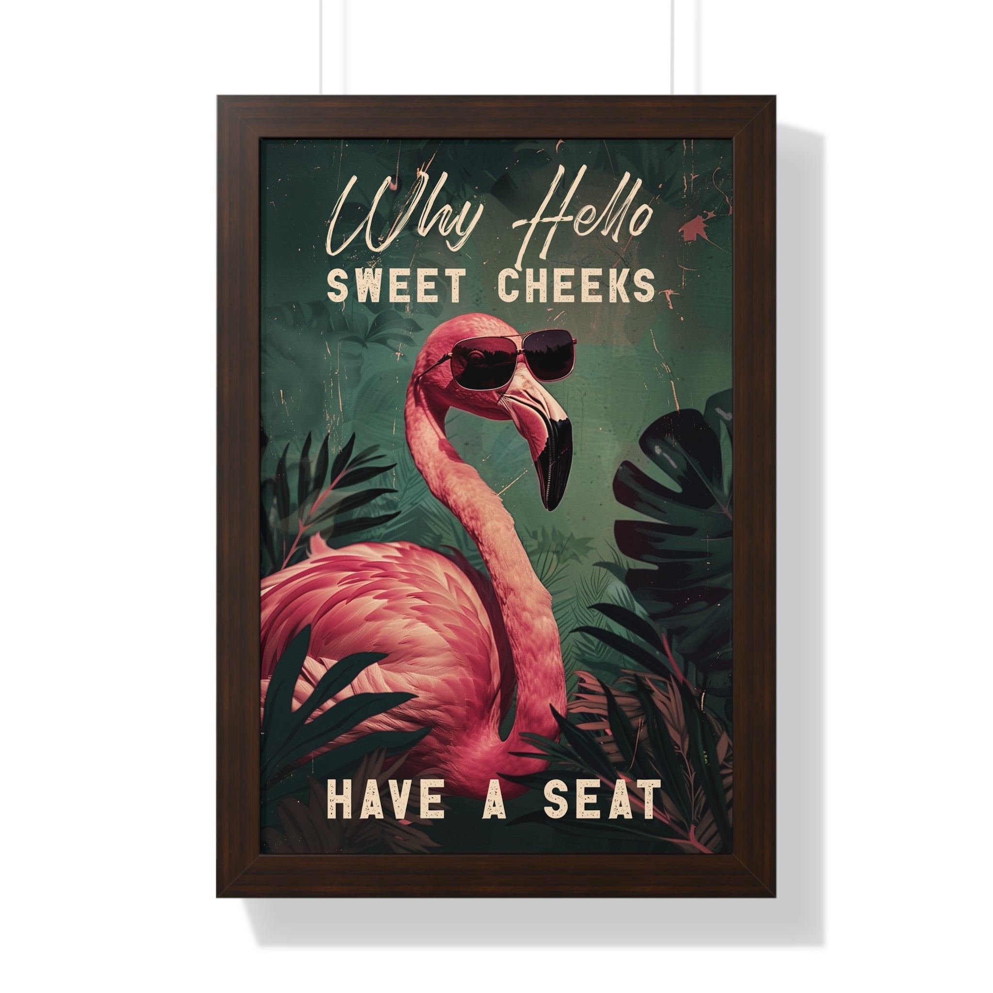 Framed Paper Print - Sweet Cheeks Flamingo Welcome