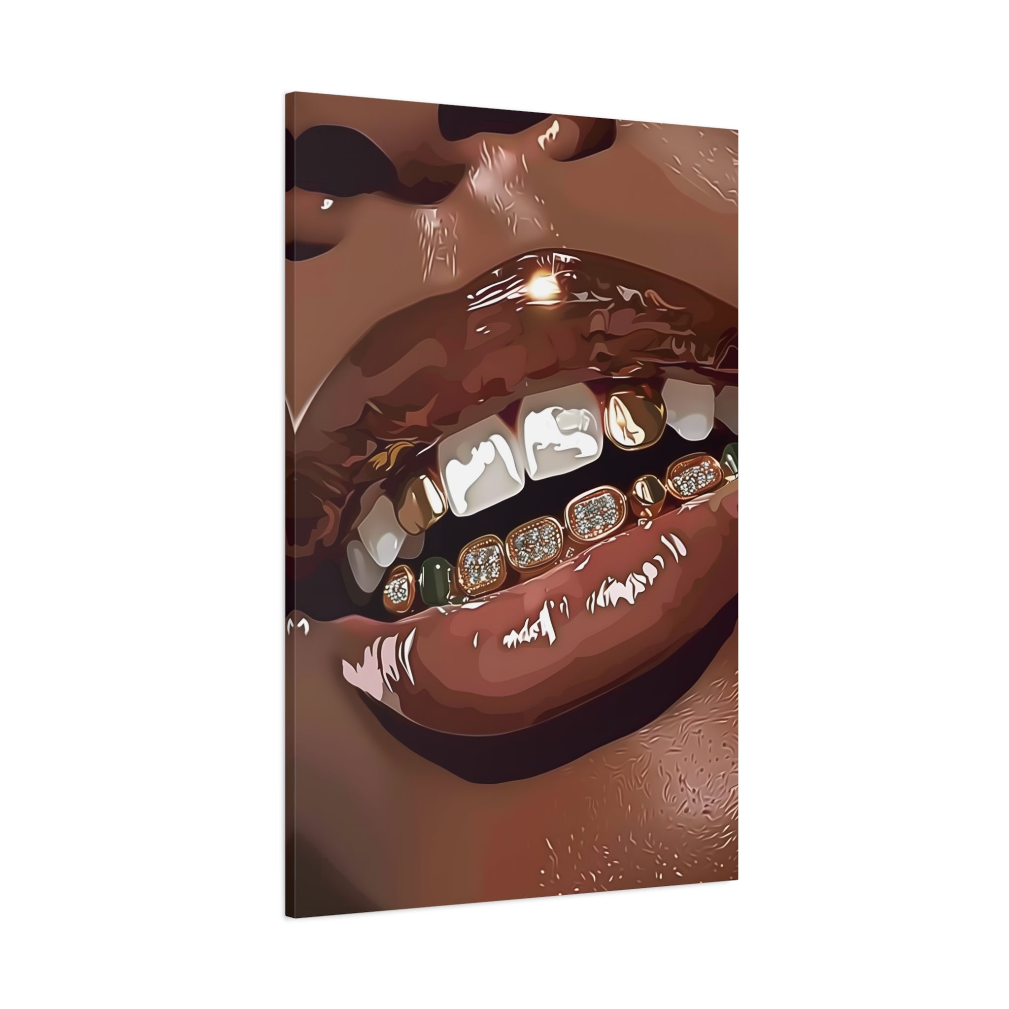 1.25" Matte Canvas - Golden Grill Smile