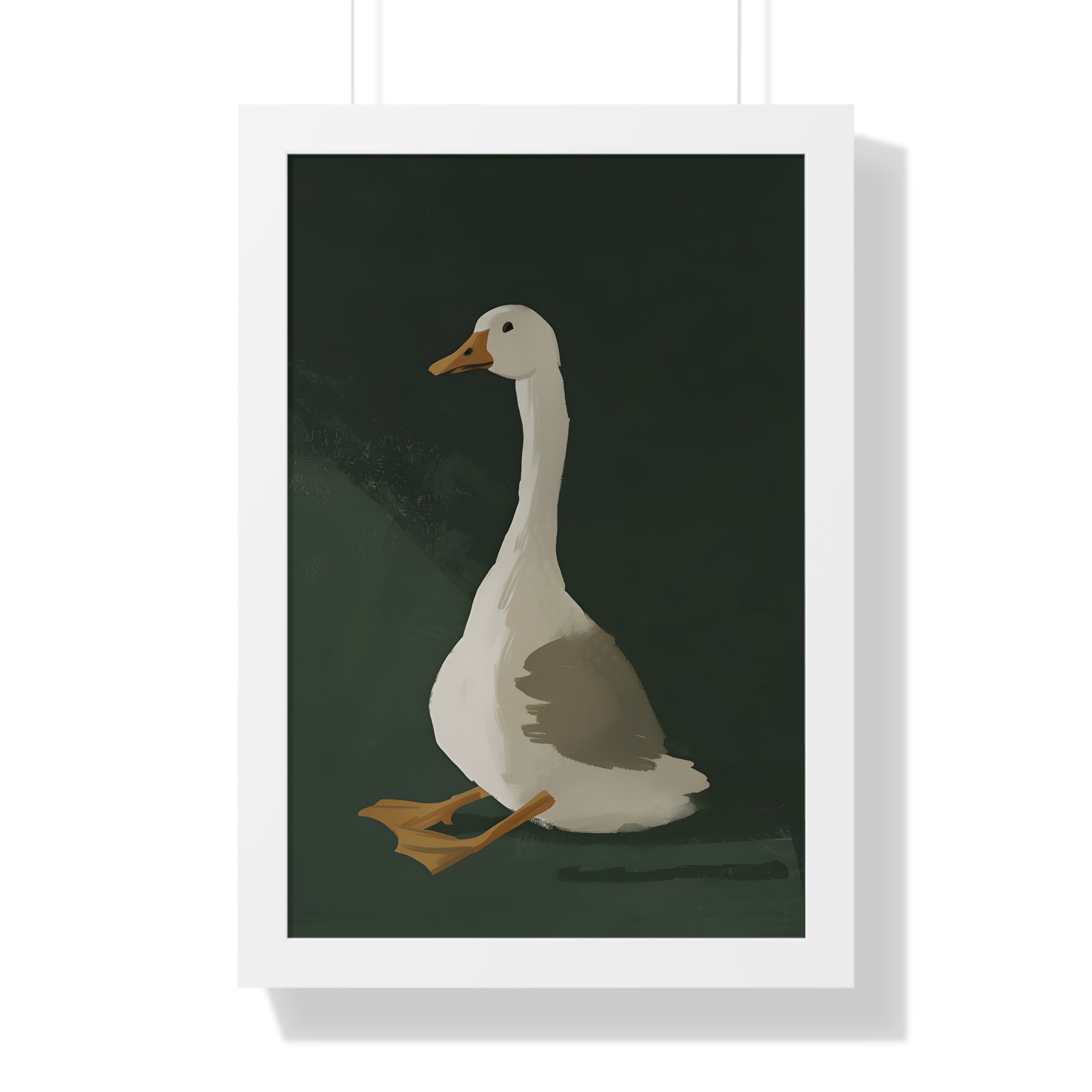 Framed Paper Print - Sitting Goose in Spotlight