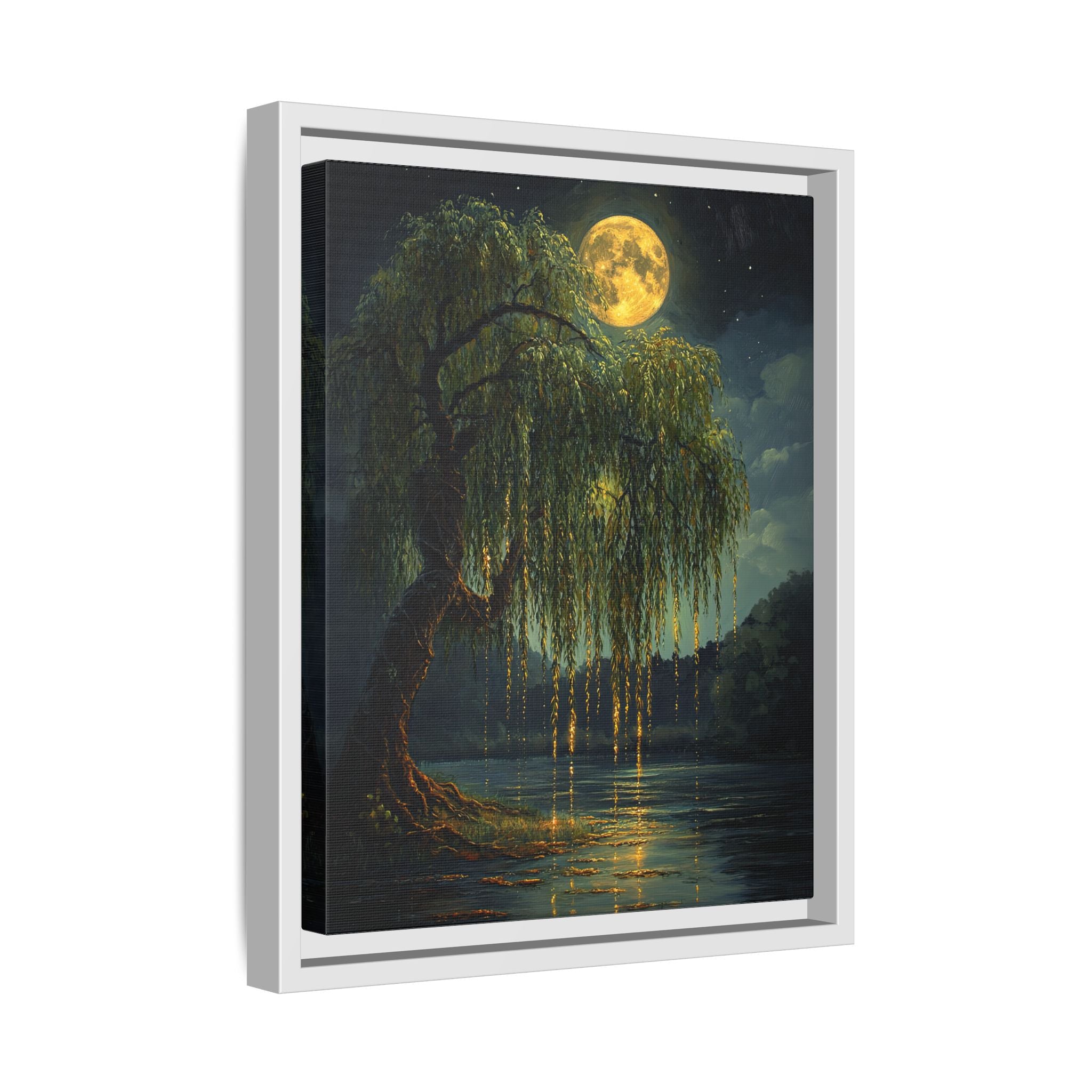 Framed Canvas - Moonlit Willow Glow