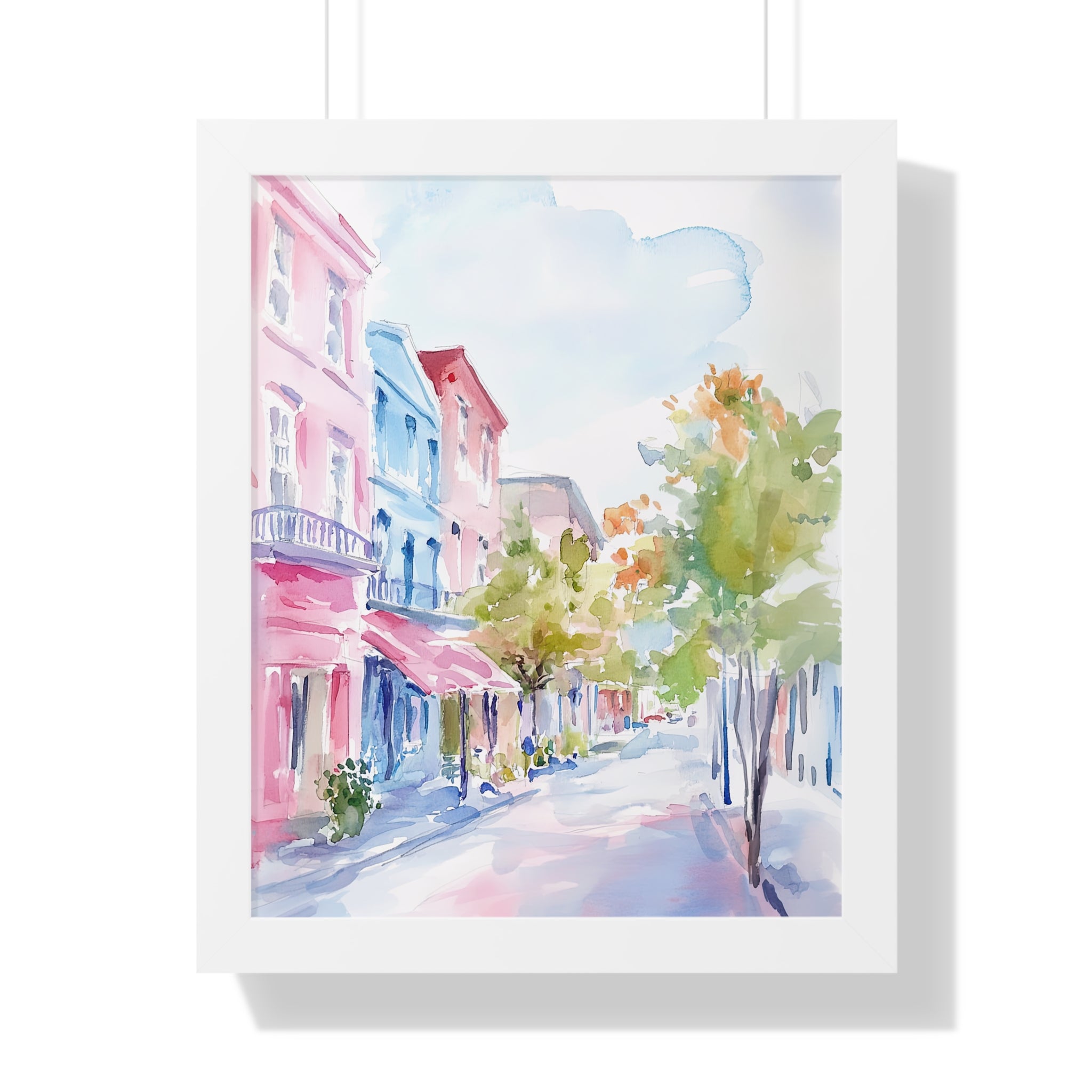 Framed Paper Print - Pastel Charleston Street Scene