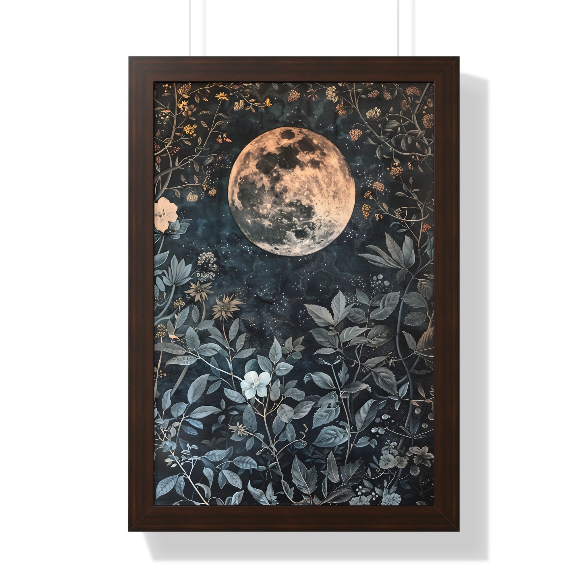 Framed Paper Print - Midnight Moonlit Garden