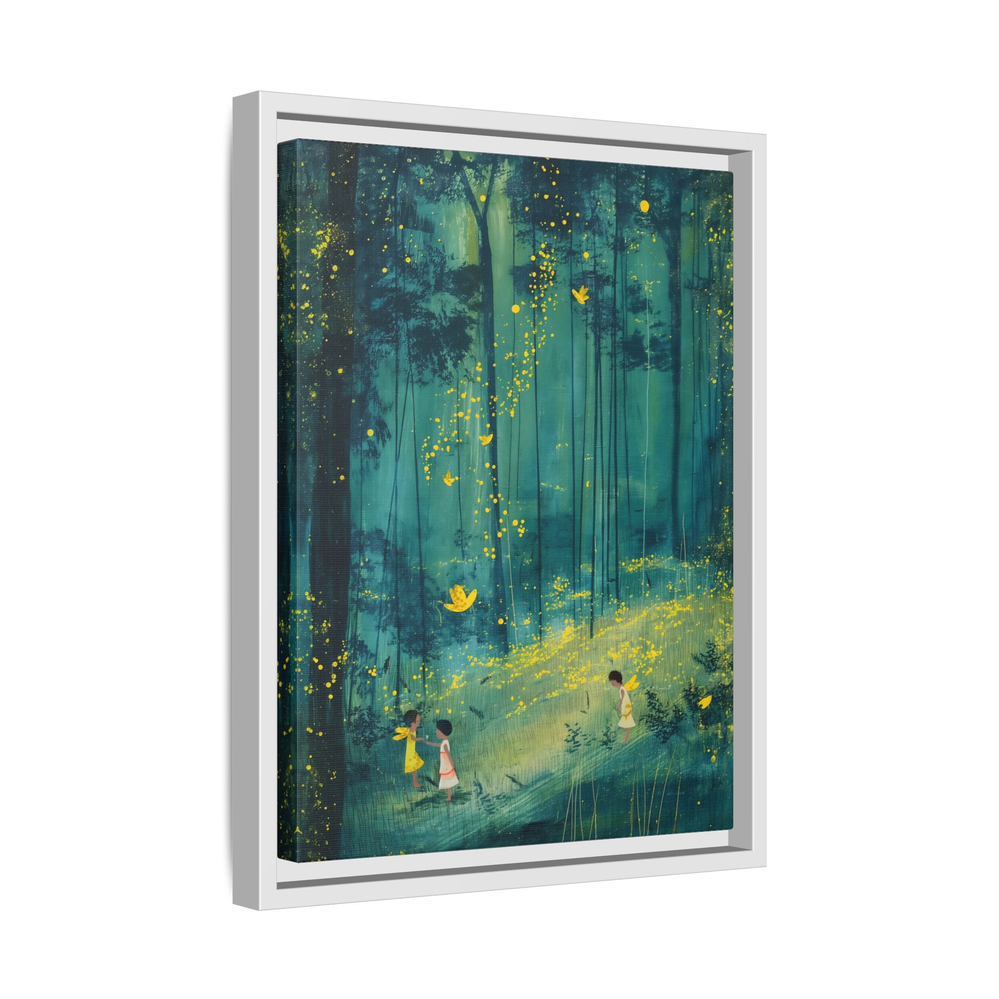 Framed Canvas - Enchanted Firefly Forest