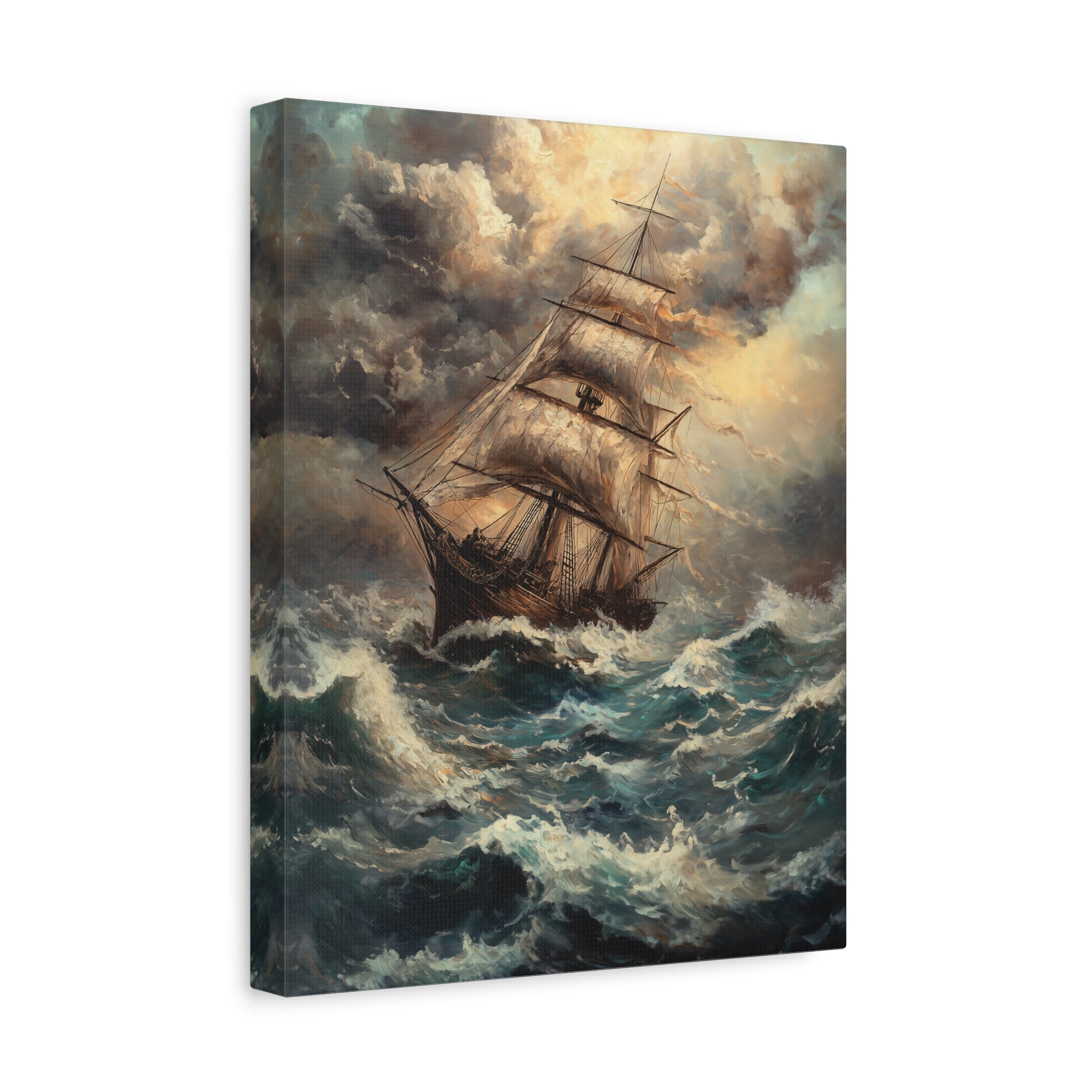 1.25" Matte Canvas - Stormy Voyage Sailing Ship