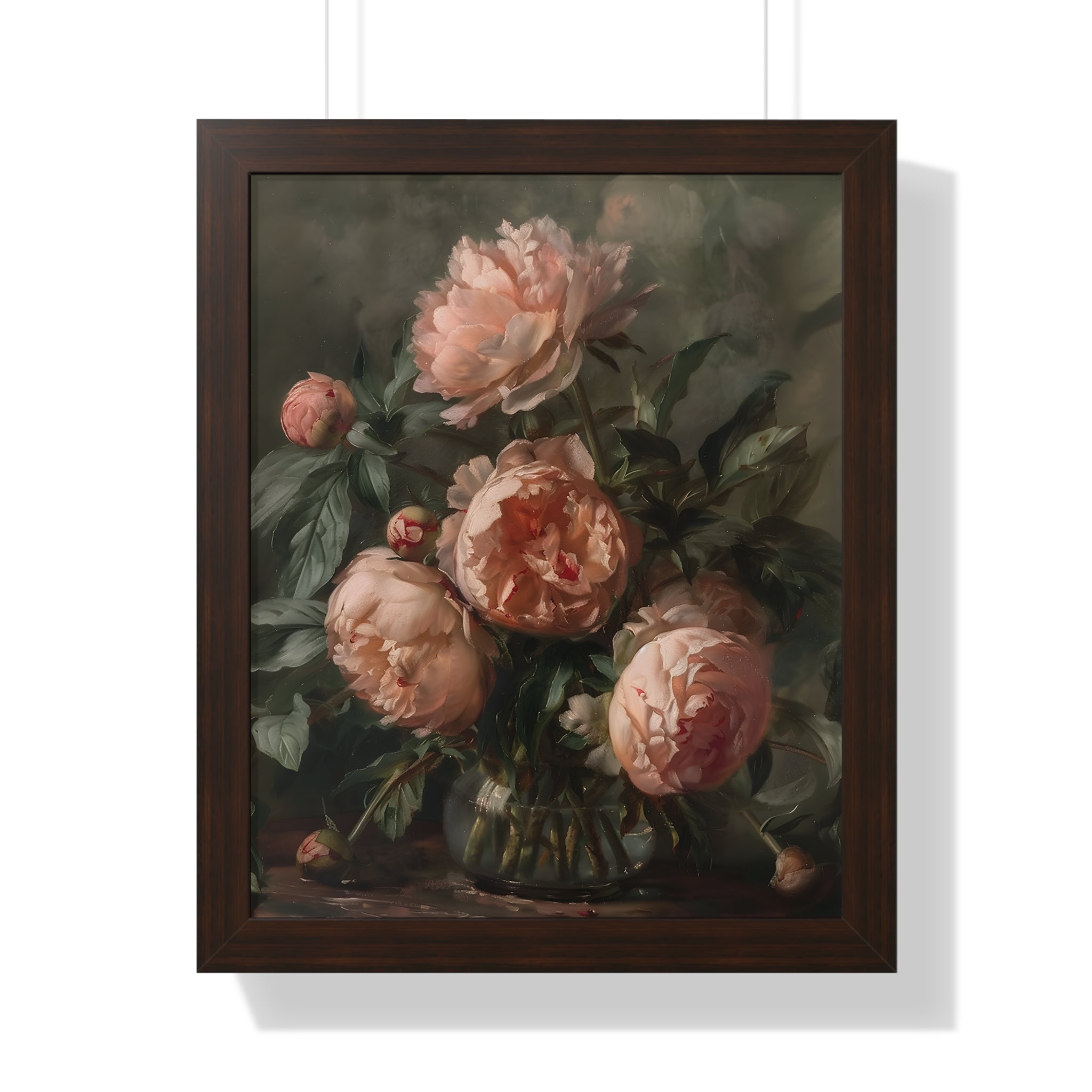 Framed Paper Print - Vintage Blush Peony Bouquet
