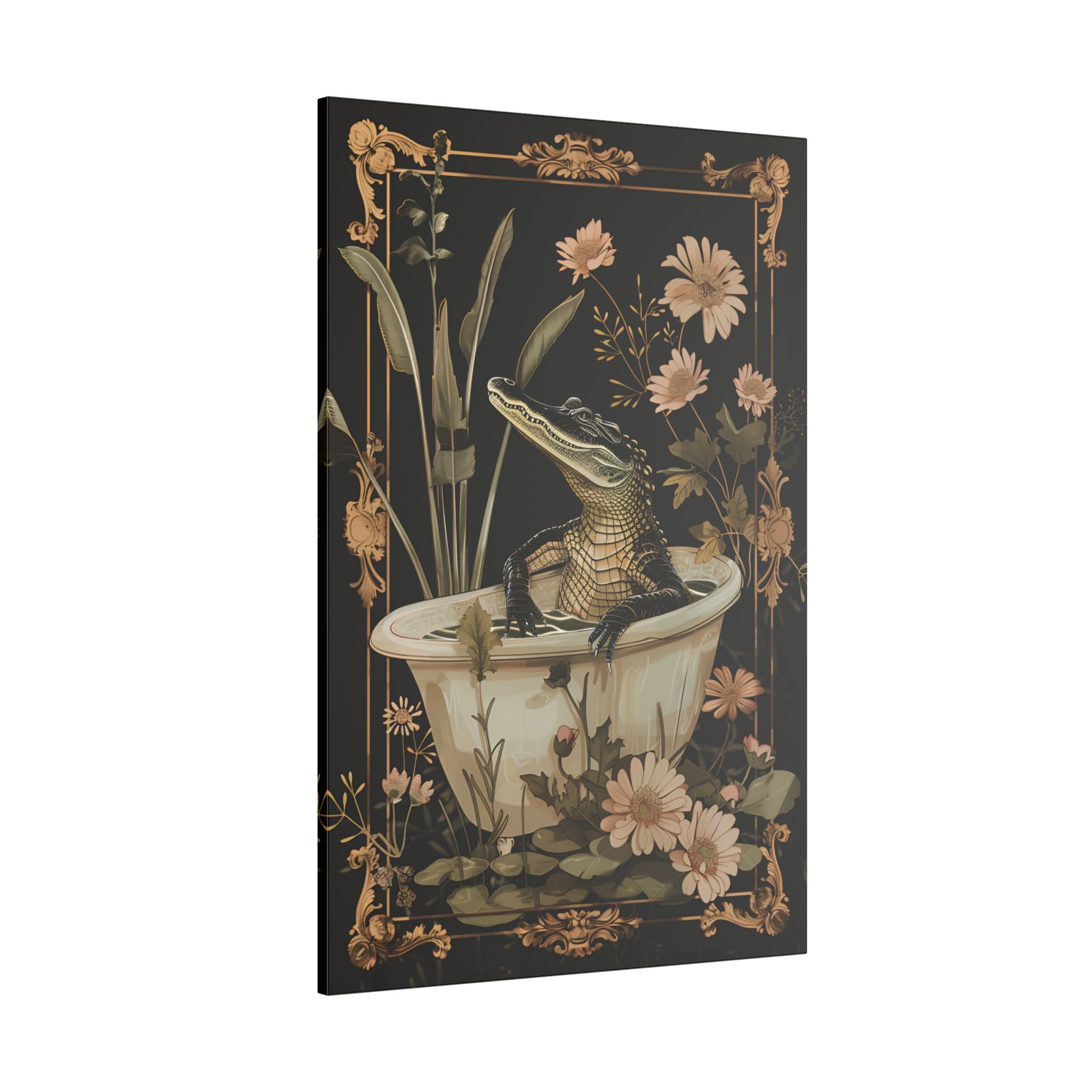 .75" Matte Canvas - Crocodile in Bloom Bath Bliss