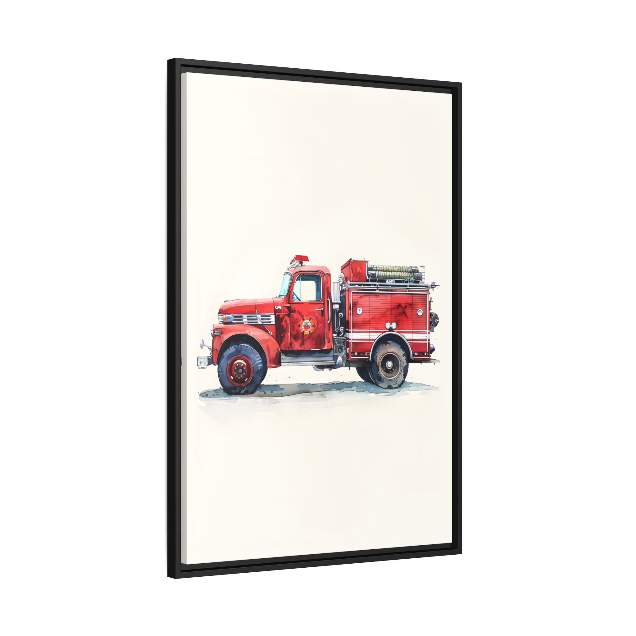 Framed Canvas - Vintage Firetruck Nursery