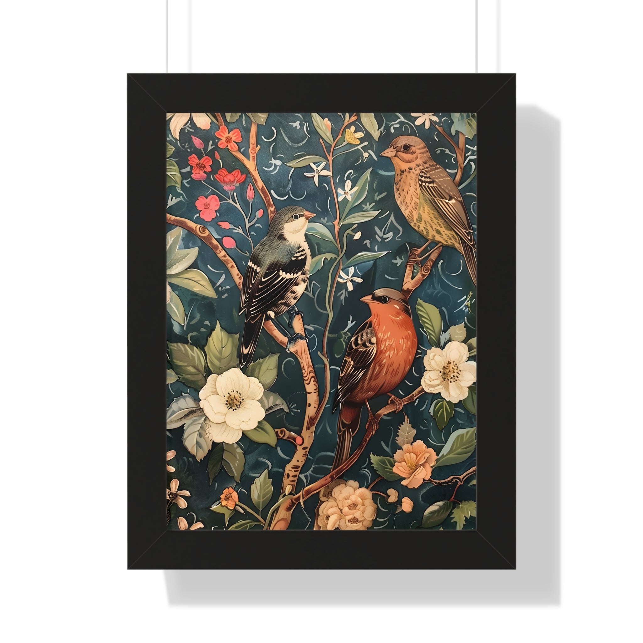 Framed Paper Print - Robin and Sparrow Symphony