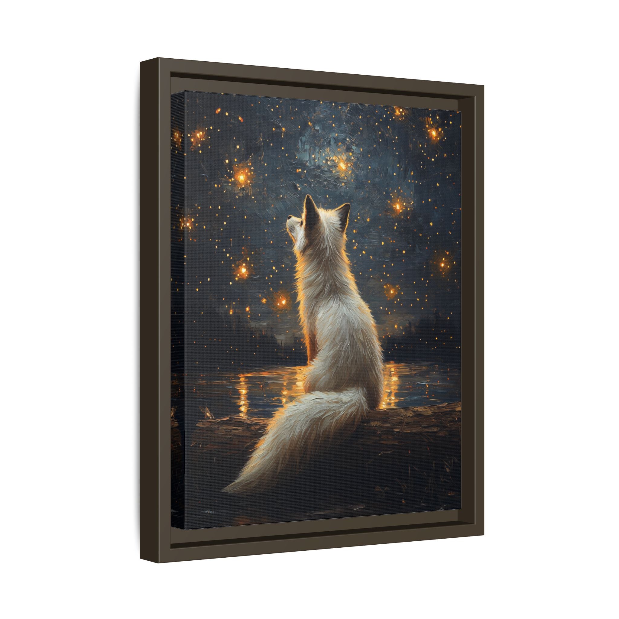 Framed Canvas - Stargazing Fox Reverie