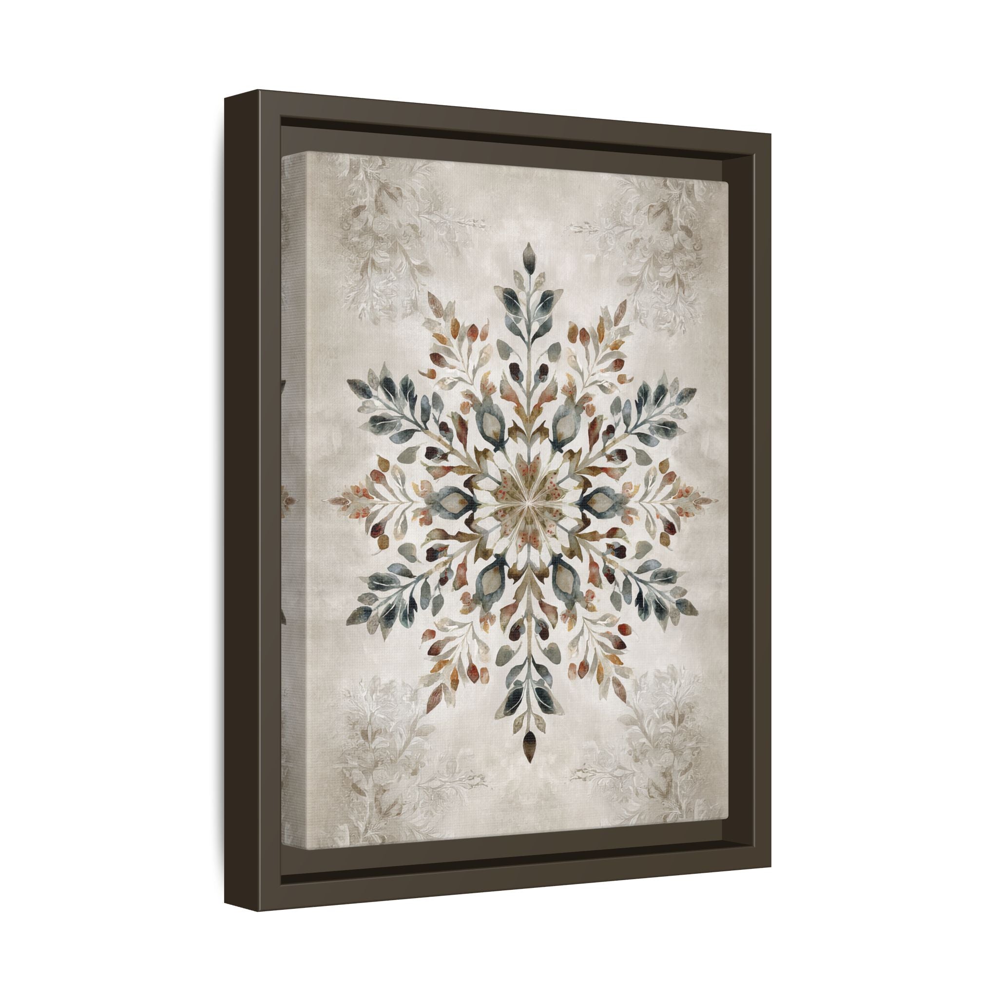 Framed Canvas - Nordic Botanical Snowflake