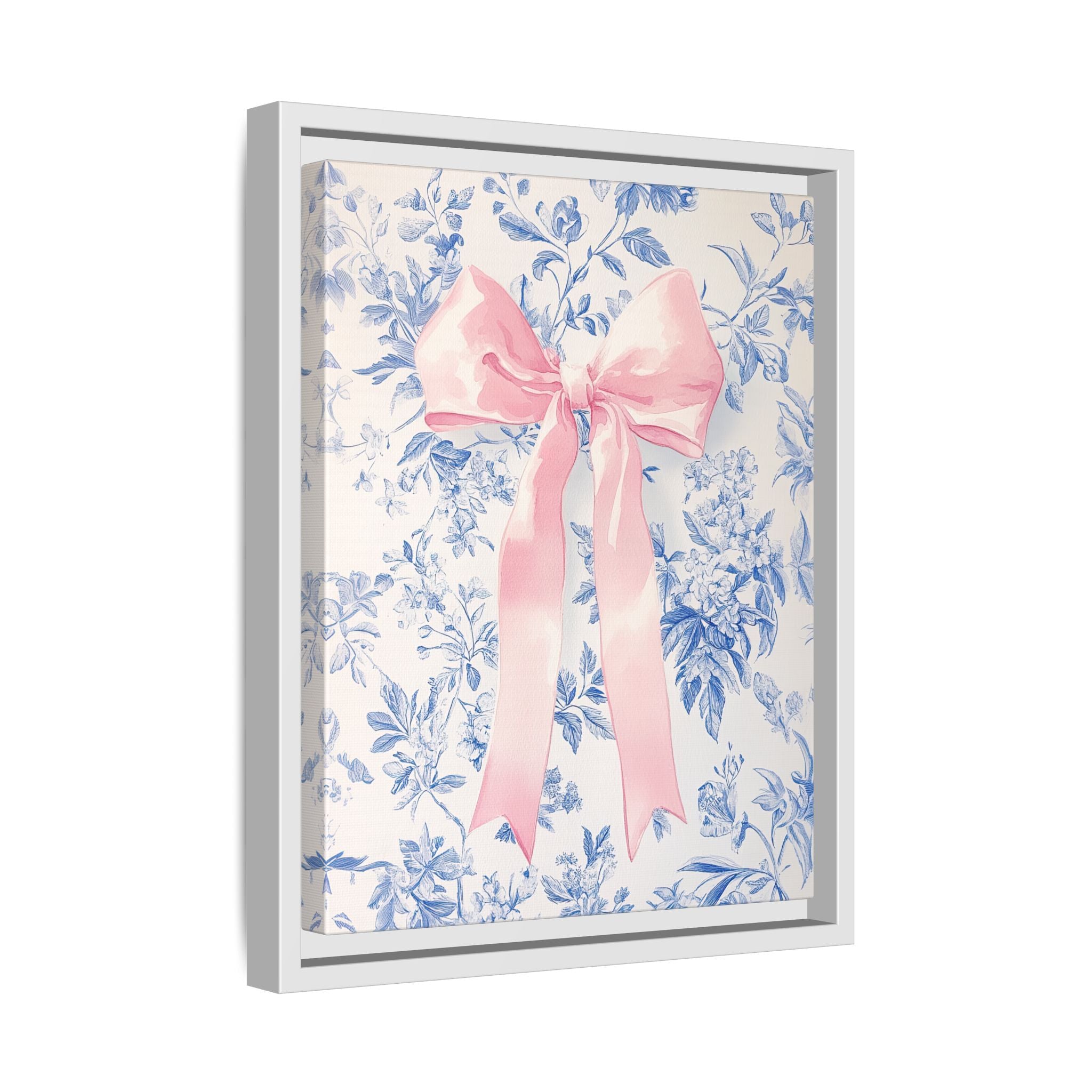 Framed Canvas - Pink Bow Floralscape