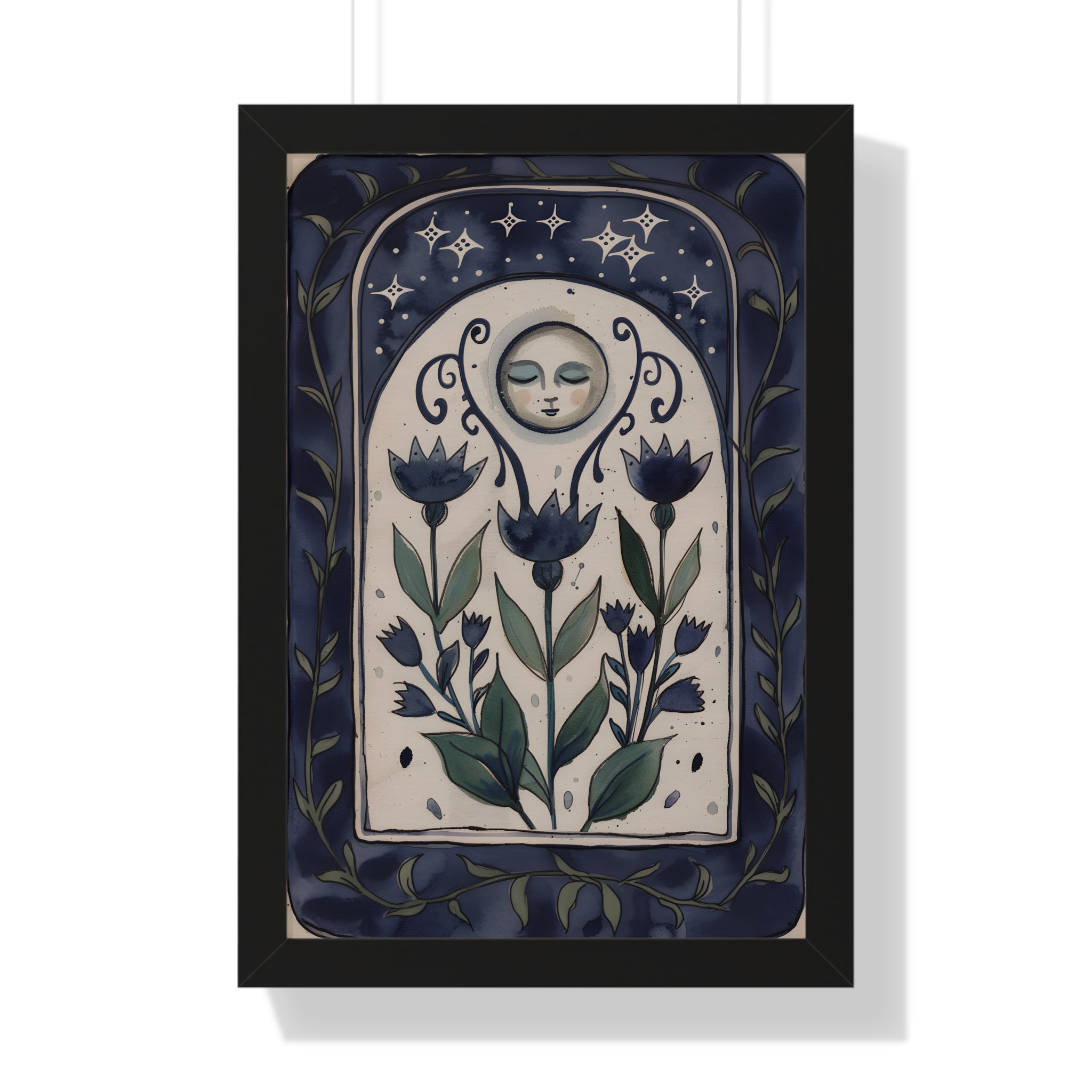 Framed Paper Print - Moonlit Folk Bloom Dream