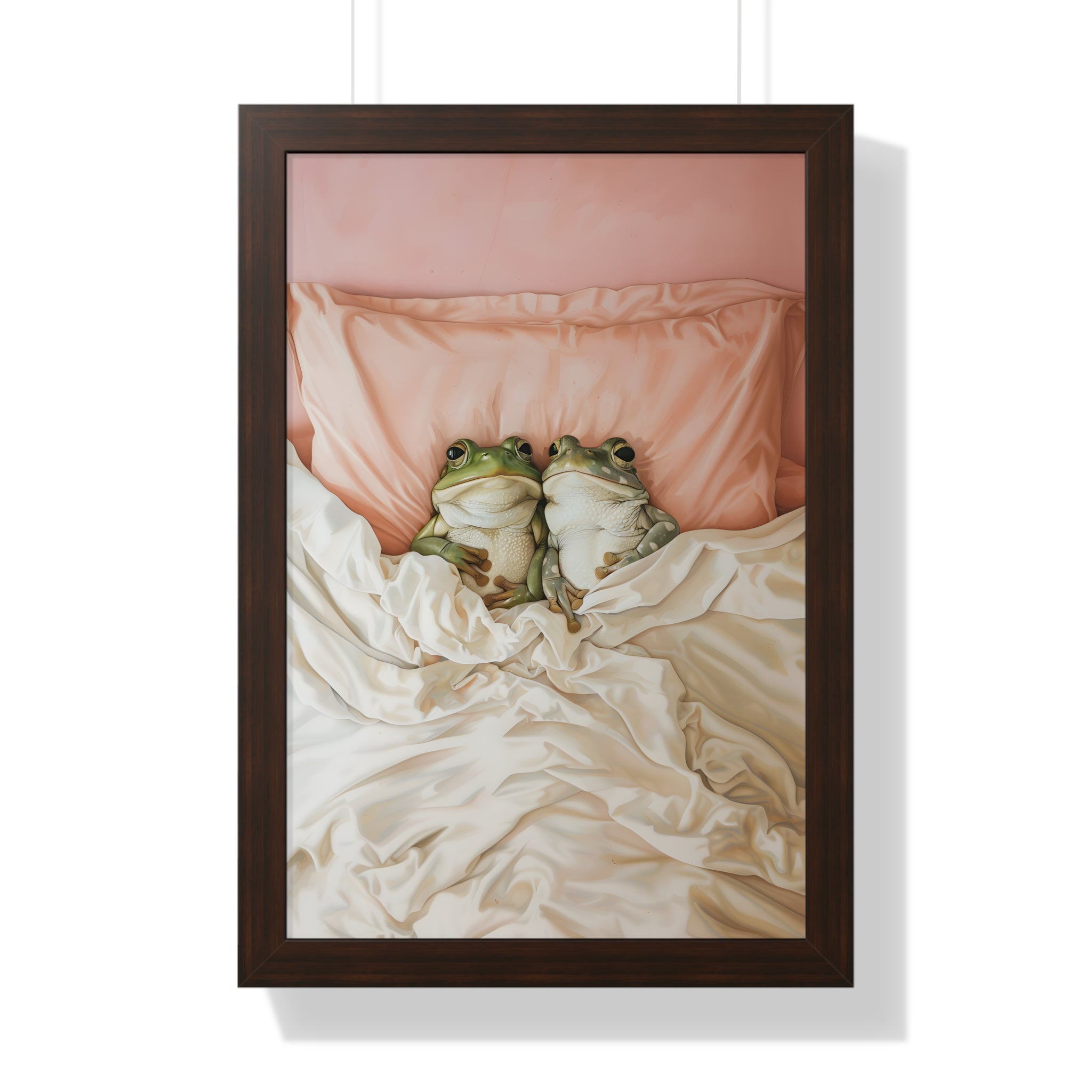 Framed Paper Print - Cozy Frogs Romantic Bliss