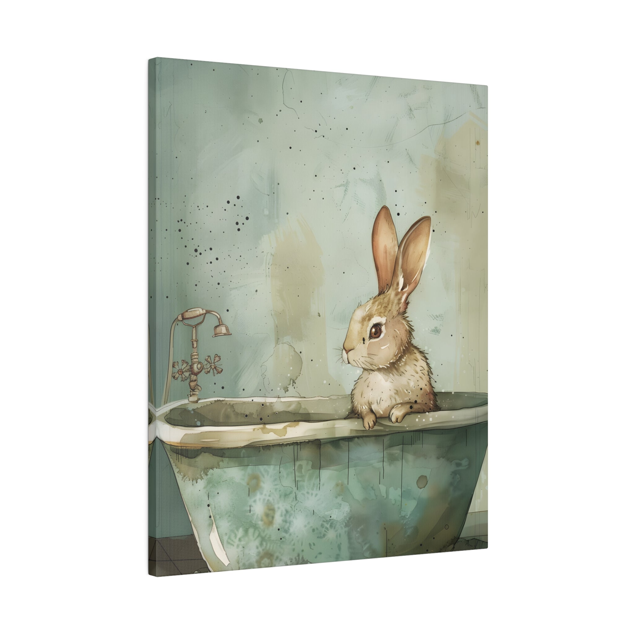 .75" Matte Canvas - Bunny Bath Day Whimsy