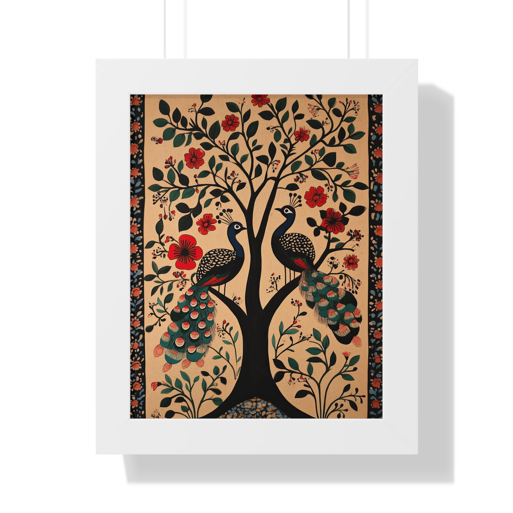 Framed Paper Print - Lovers Under Blooming Canopy