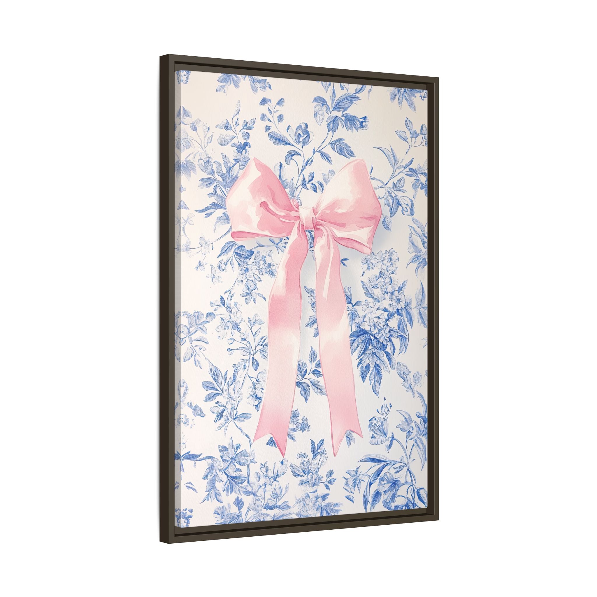 Framed Canvas - Pink Bow Floralscape