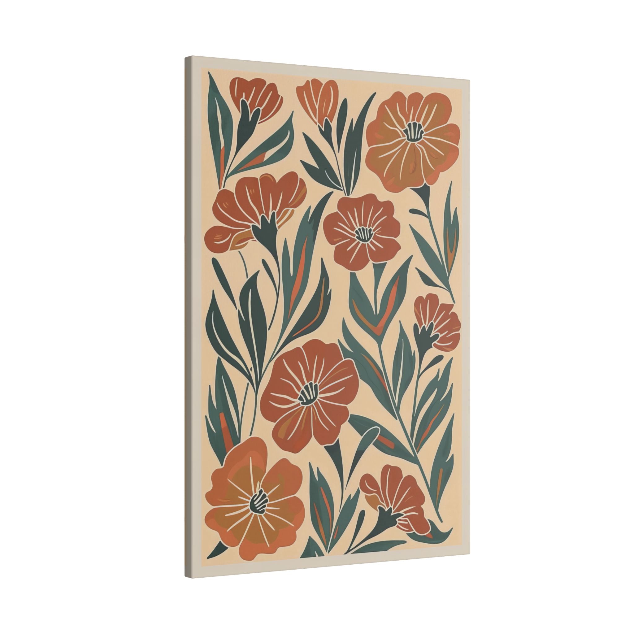 .75" Matte Canvas - Burnt Orange Boho Blossoms