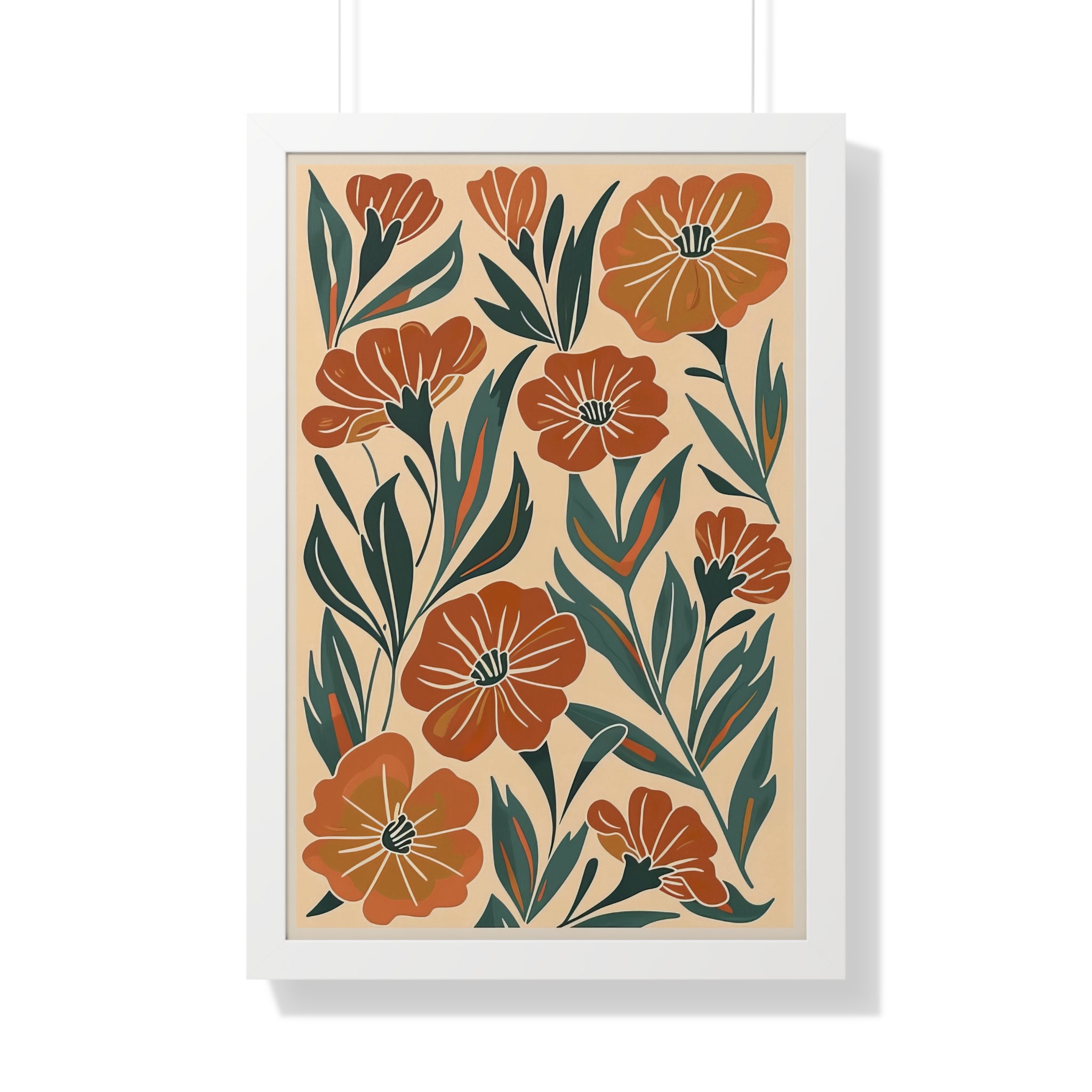 Framed Paper Print - Burnt Orange Boho Blossoms