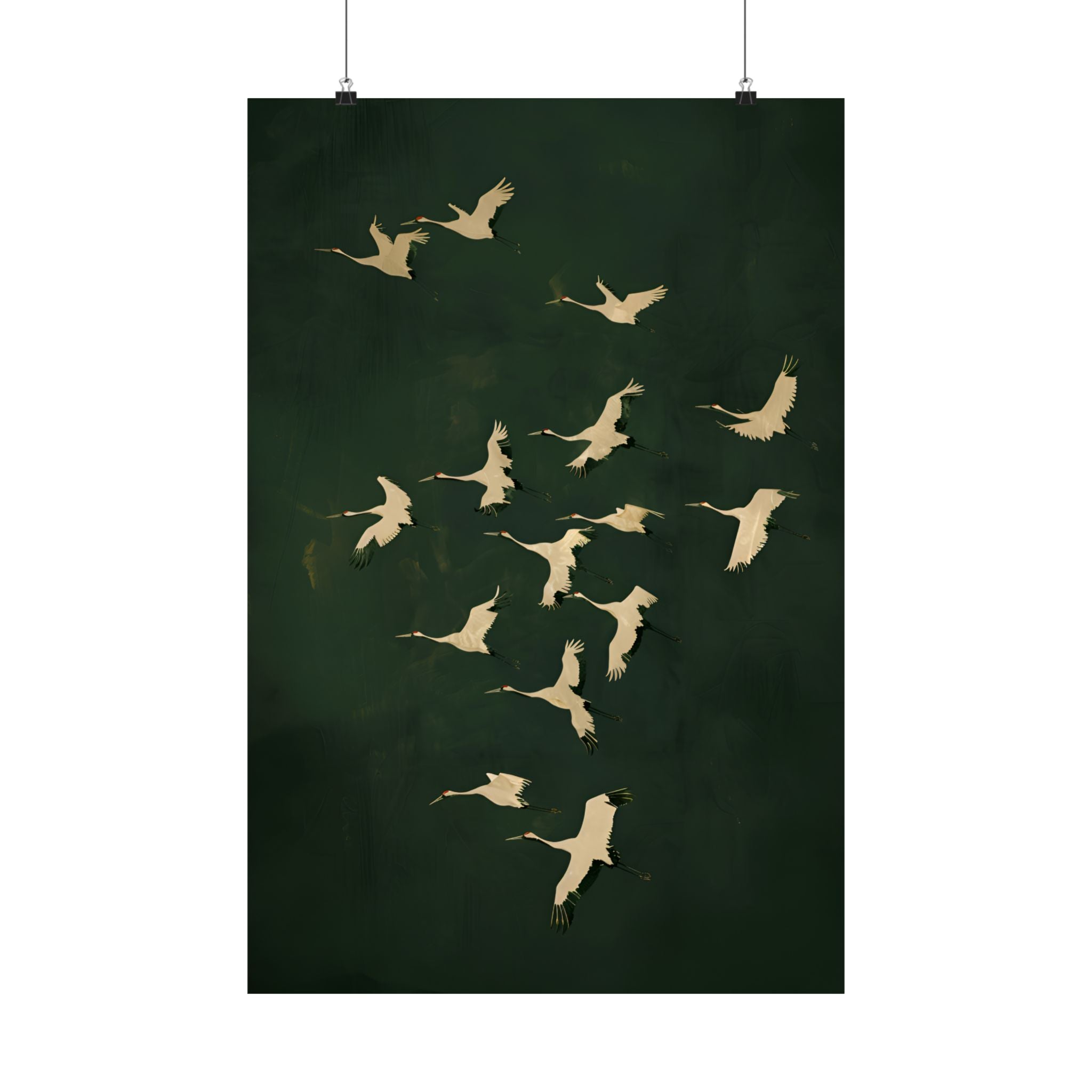 Emerald Sky Japanese Cranes