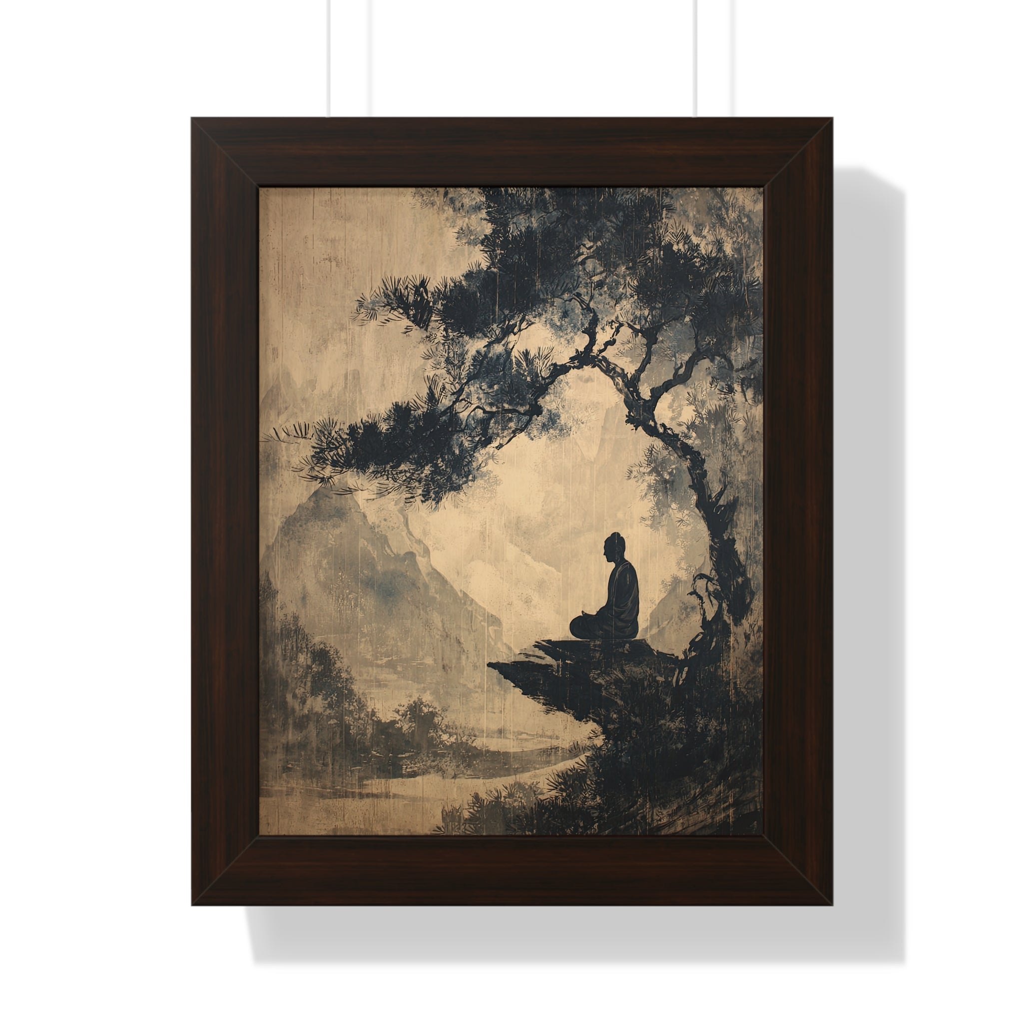 Framed Paper Print - Mountain Tree Zen Silence