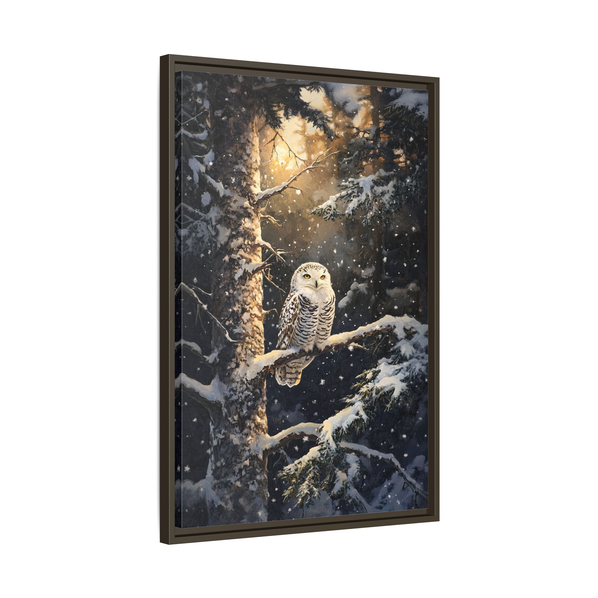 Framed Canvas - Silent Gaze Snow Owl