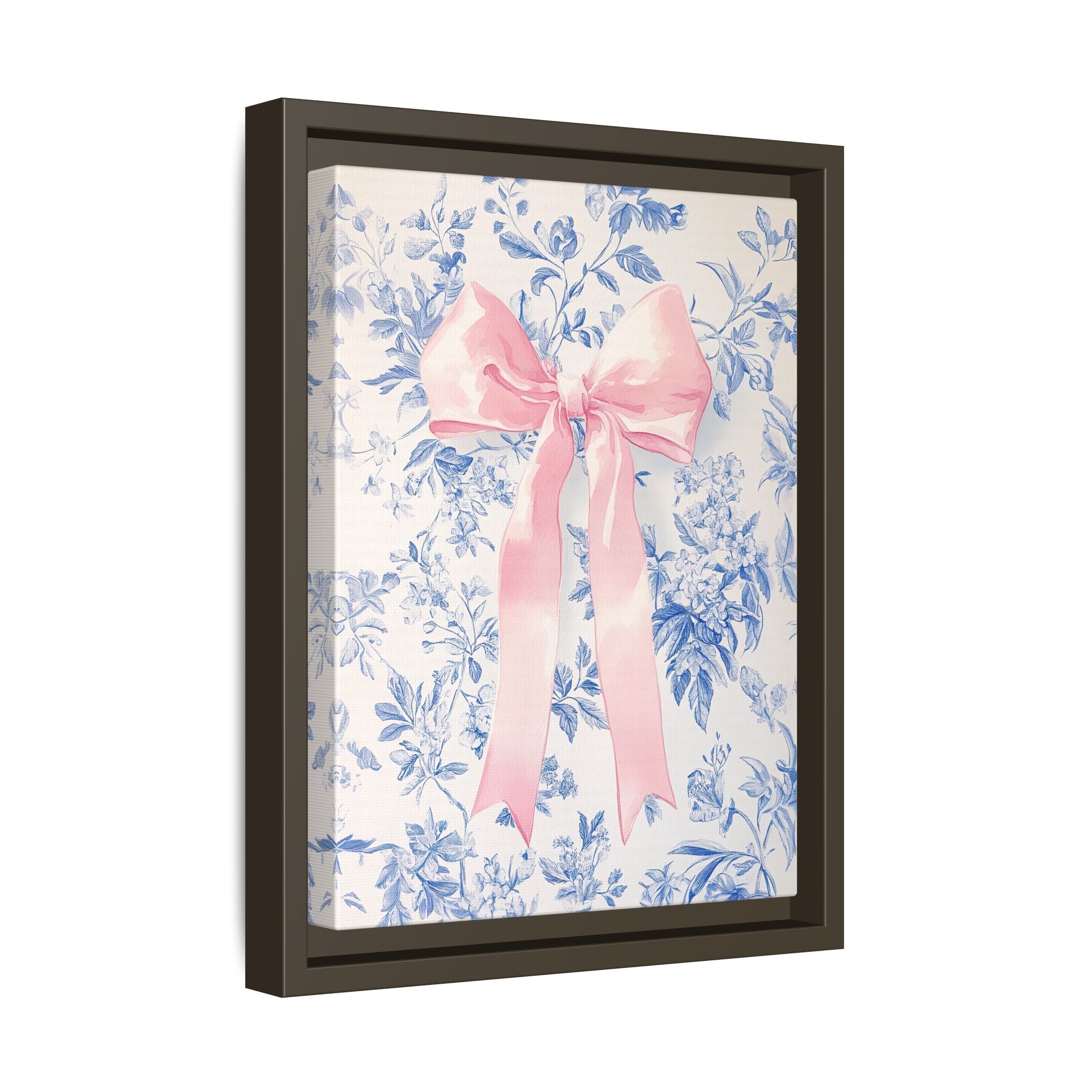 Framed Canvas - Pink Bow Floralscape