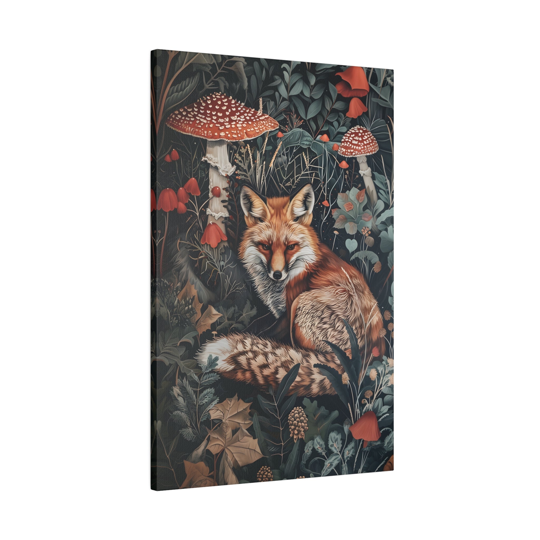 .75" Matte Canvas - Forest Fox with Mushrooms