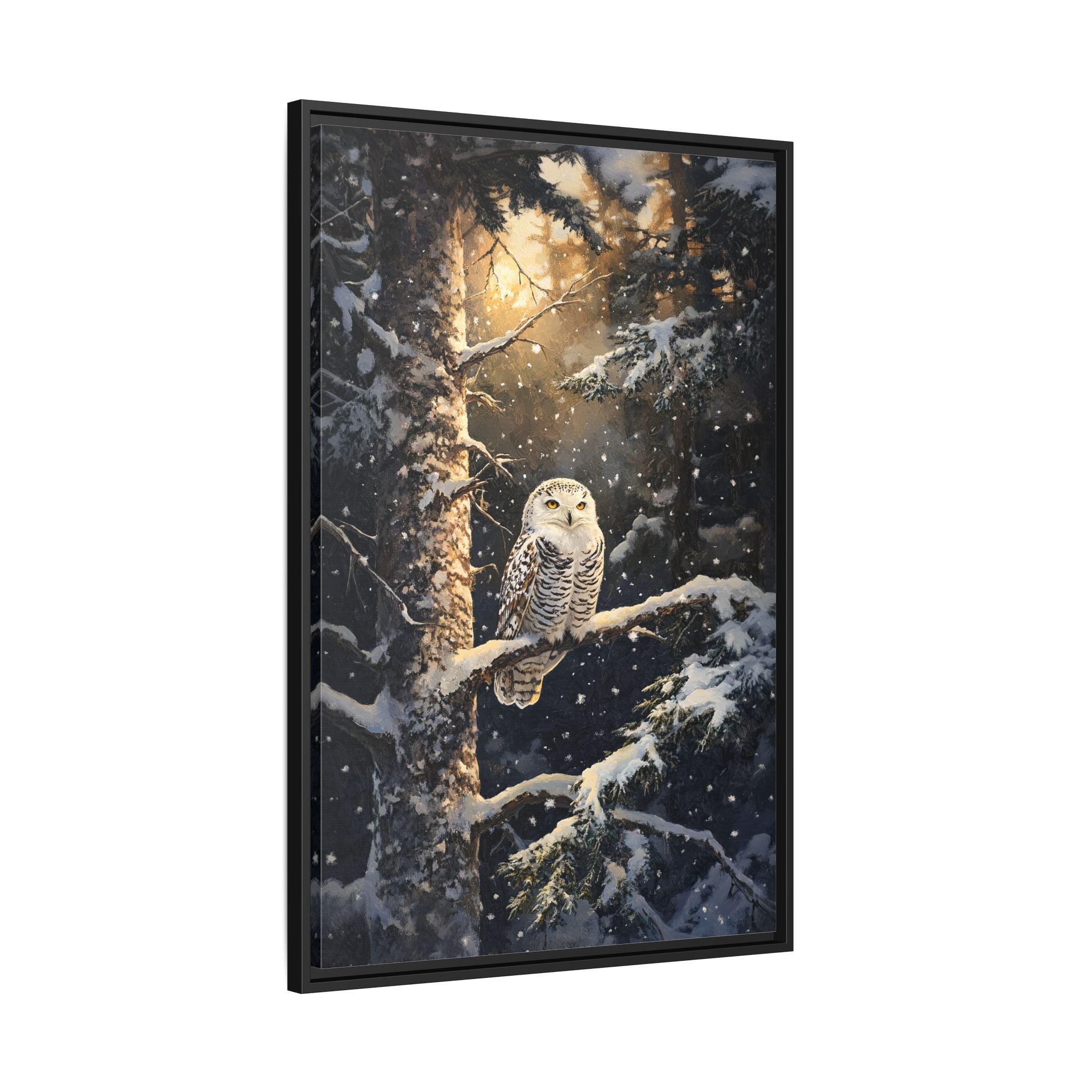 Framed Canvas - Silent Gaze Snow Owl