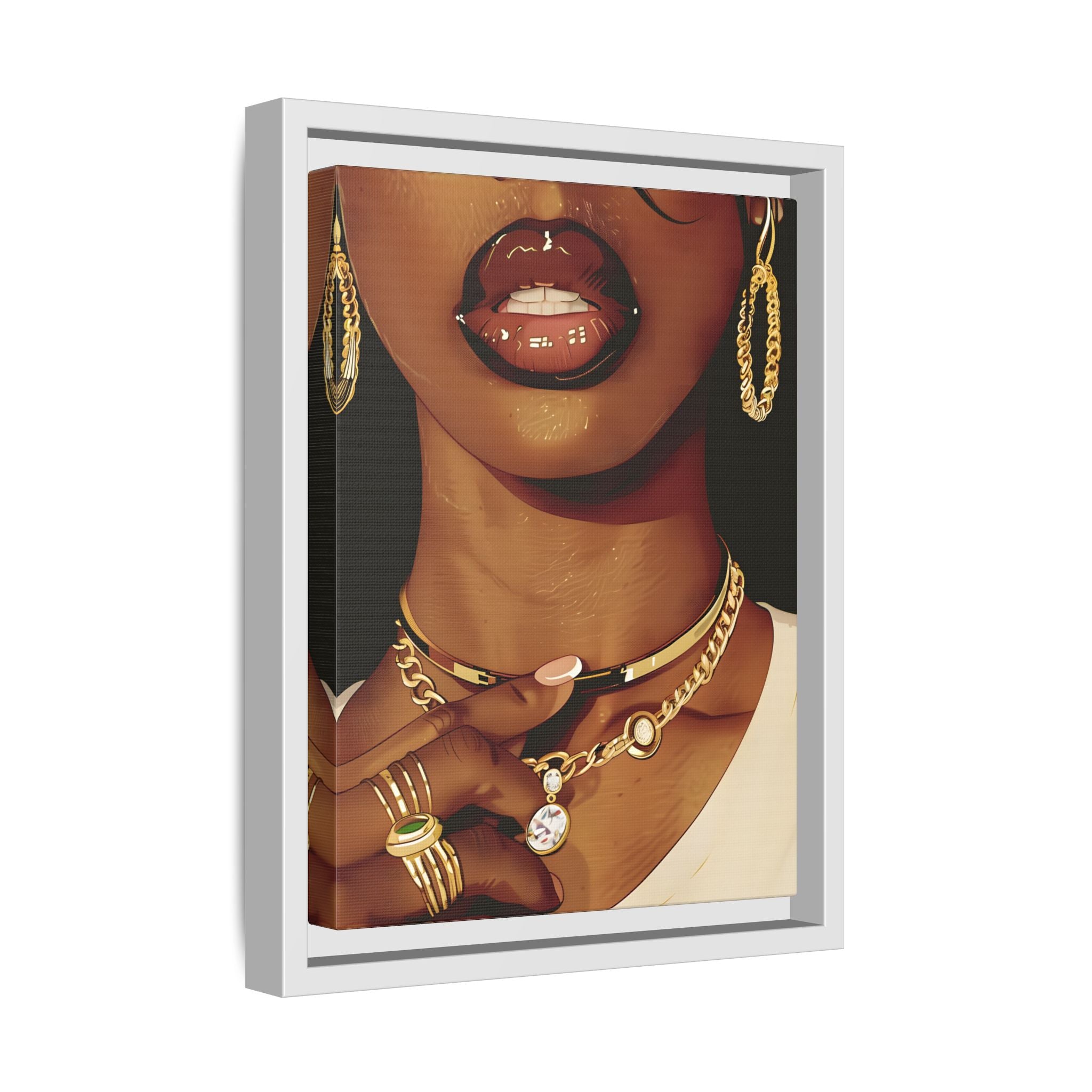 Framed Canvas - Golden Luxe Confidence Portrait
