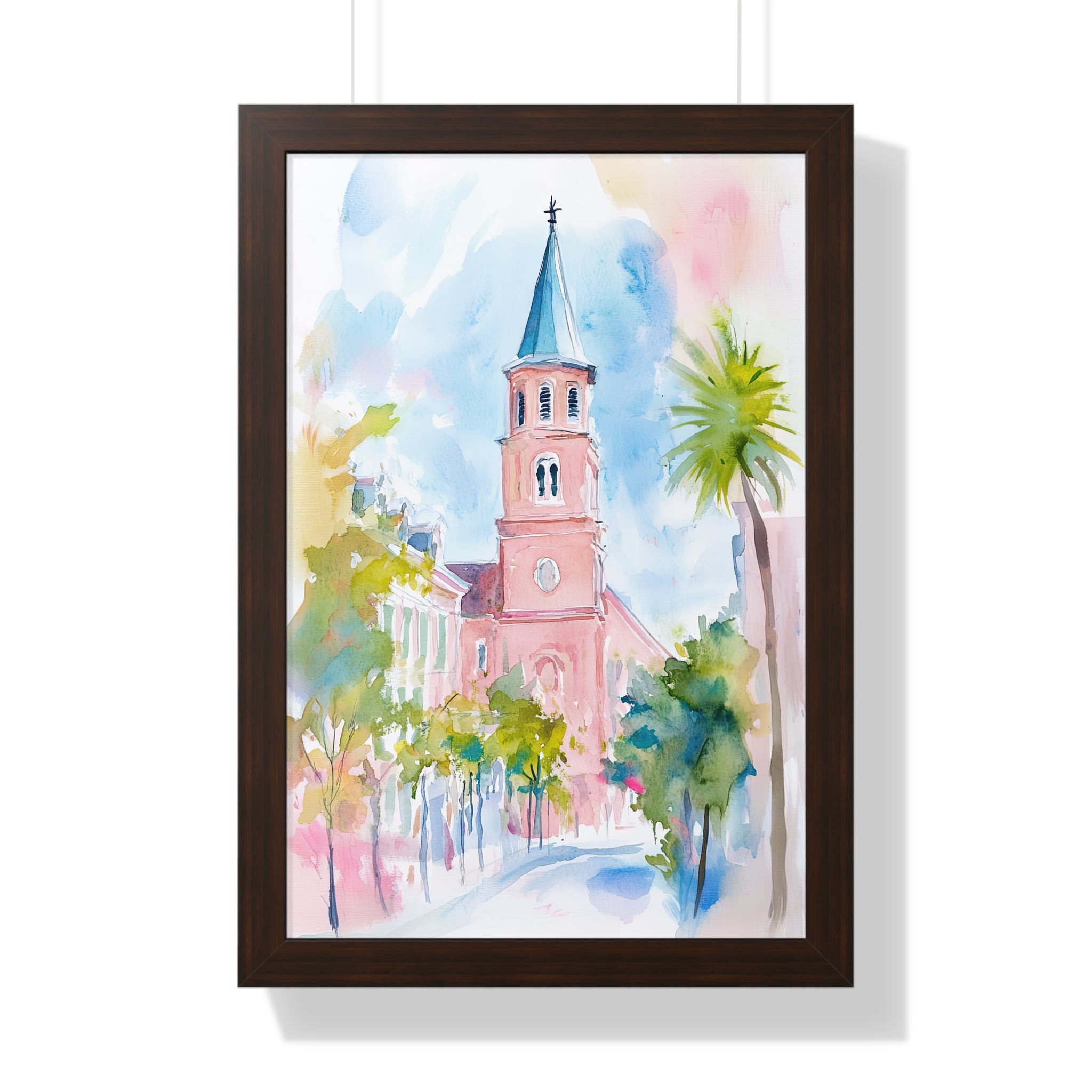 Framed Paper Print - Charleston Steeple in Pastel Haze