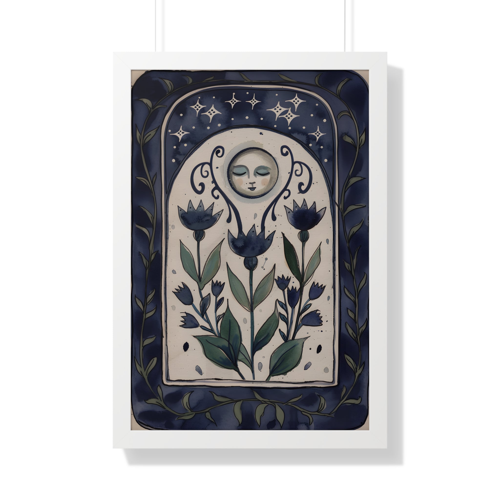Framed Paper Print - Moonlit Folk Bloom Dream