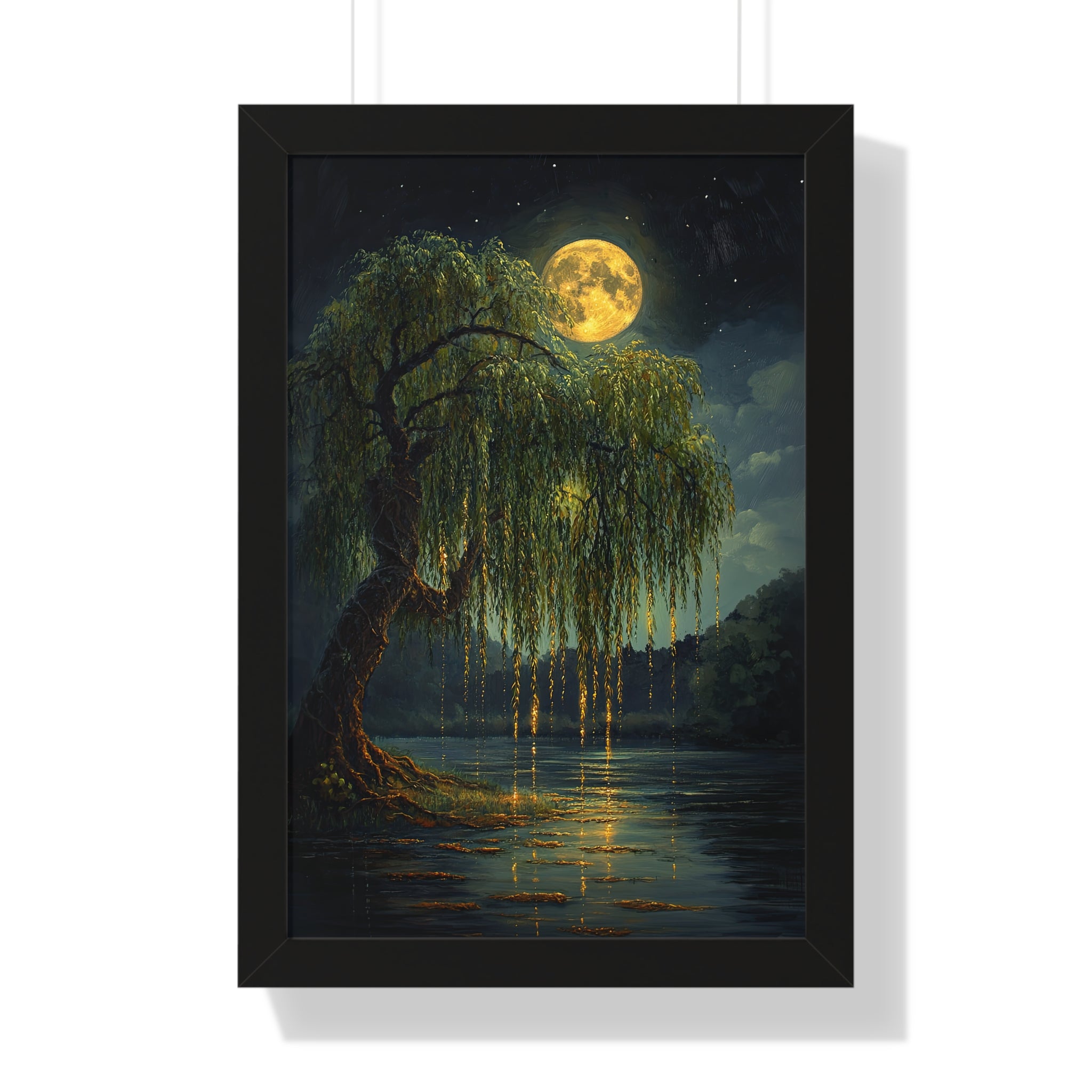 Framed Paper Print - Moonlit Willow Glow