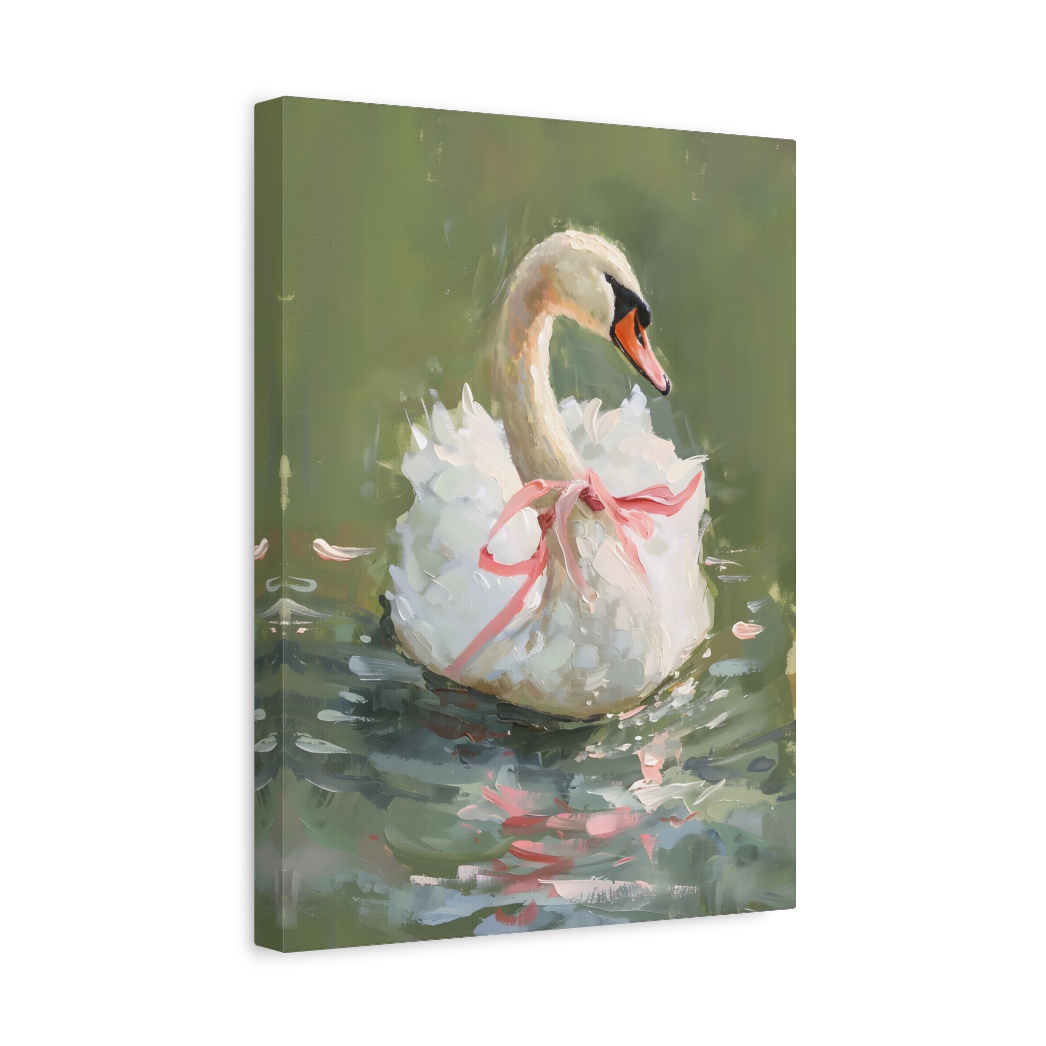 1.25" Matte Canvas - Ballet Swan in Pink Bow