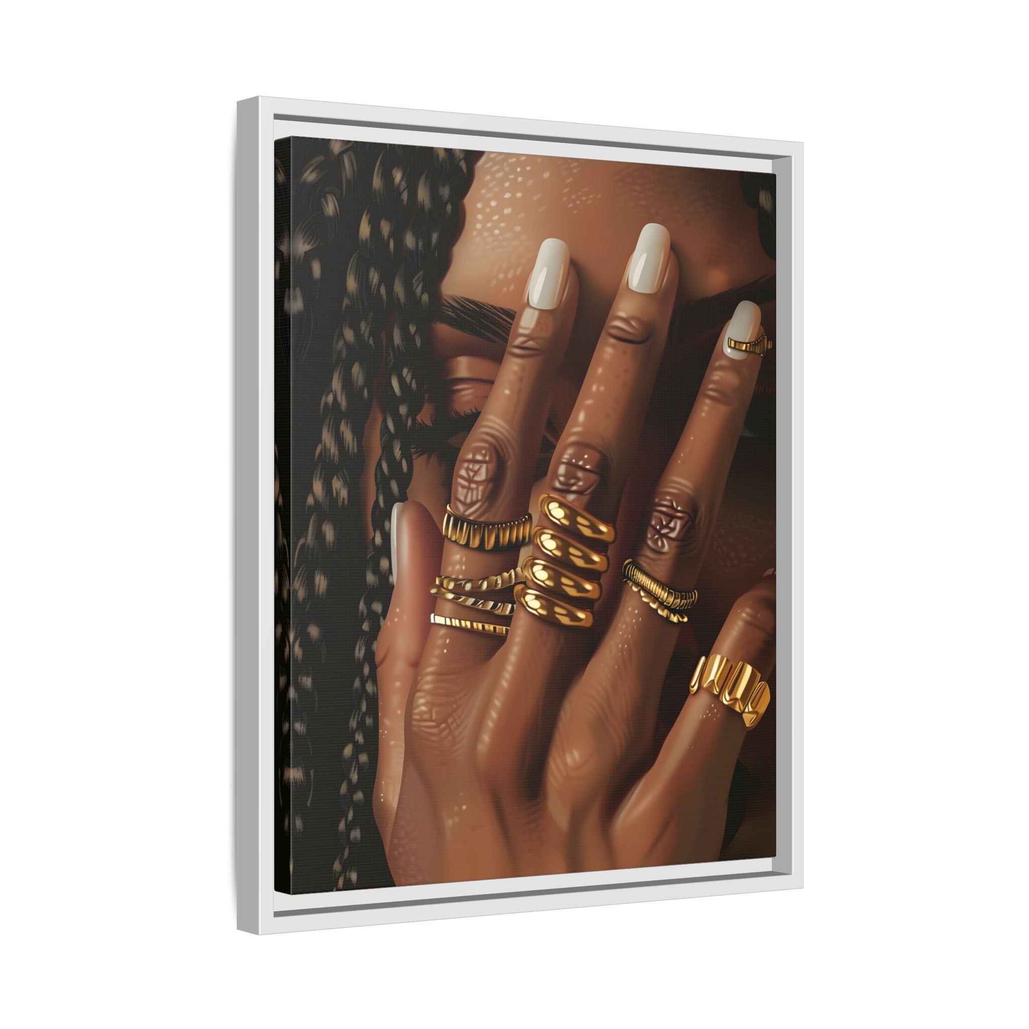 Framed Canvas - Braided Golden Ring Beauty