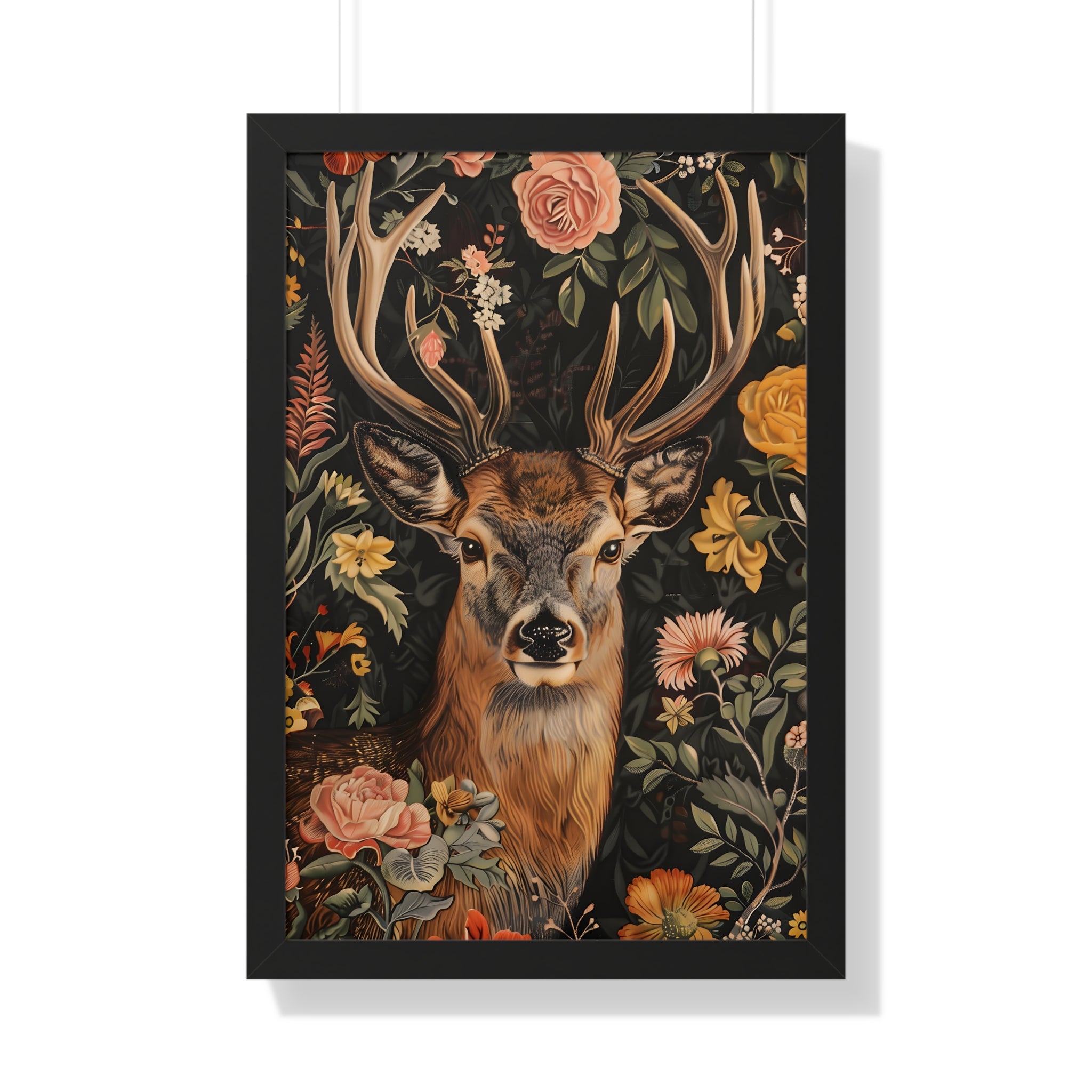 Framed Paper Print - Floral Deer Majesty