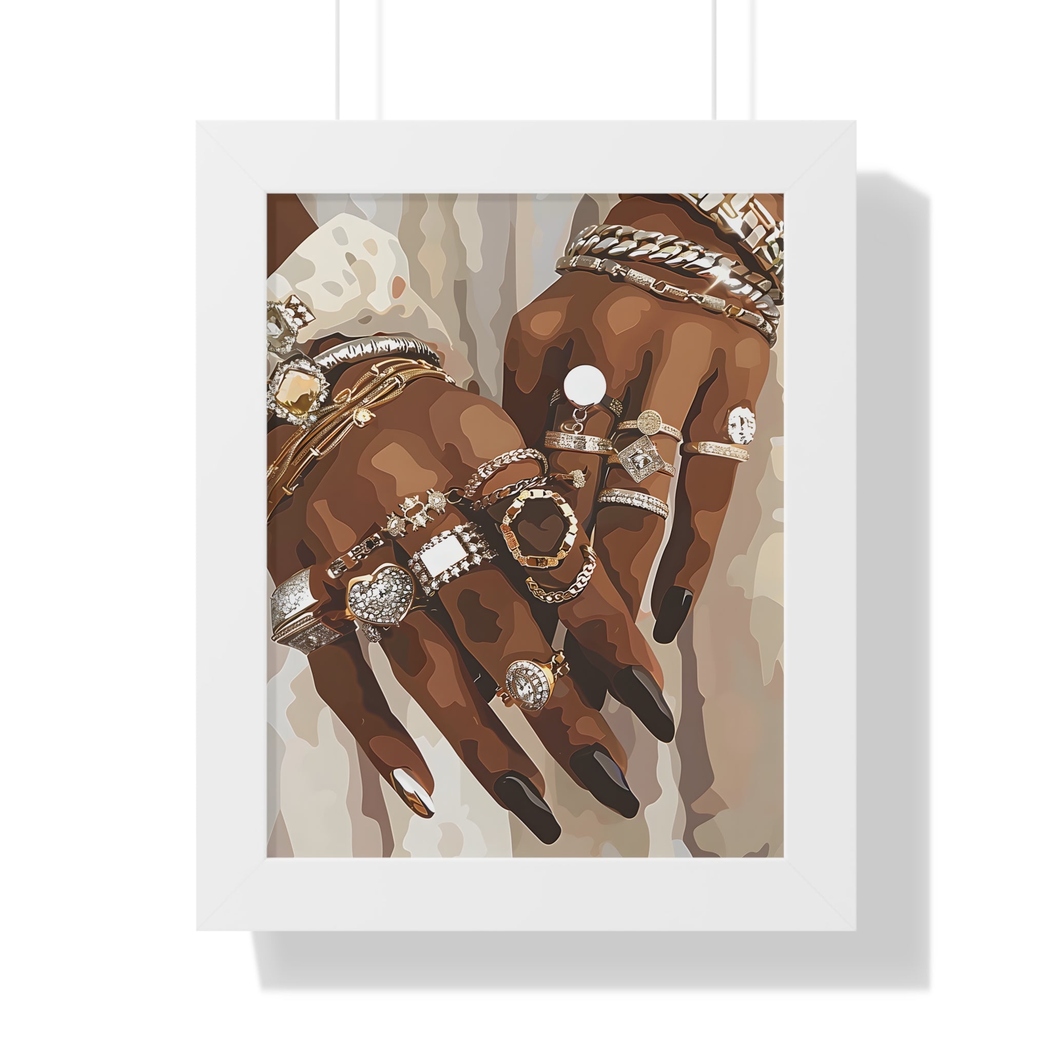 Framed Paper Print - Layered Luxe Jewelry Hands