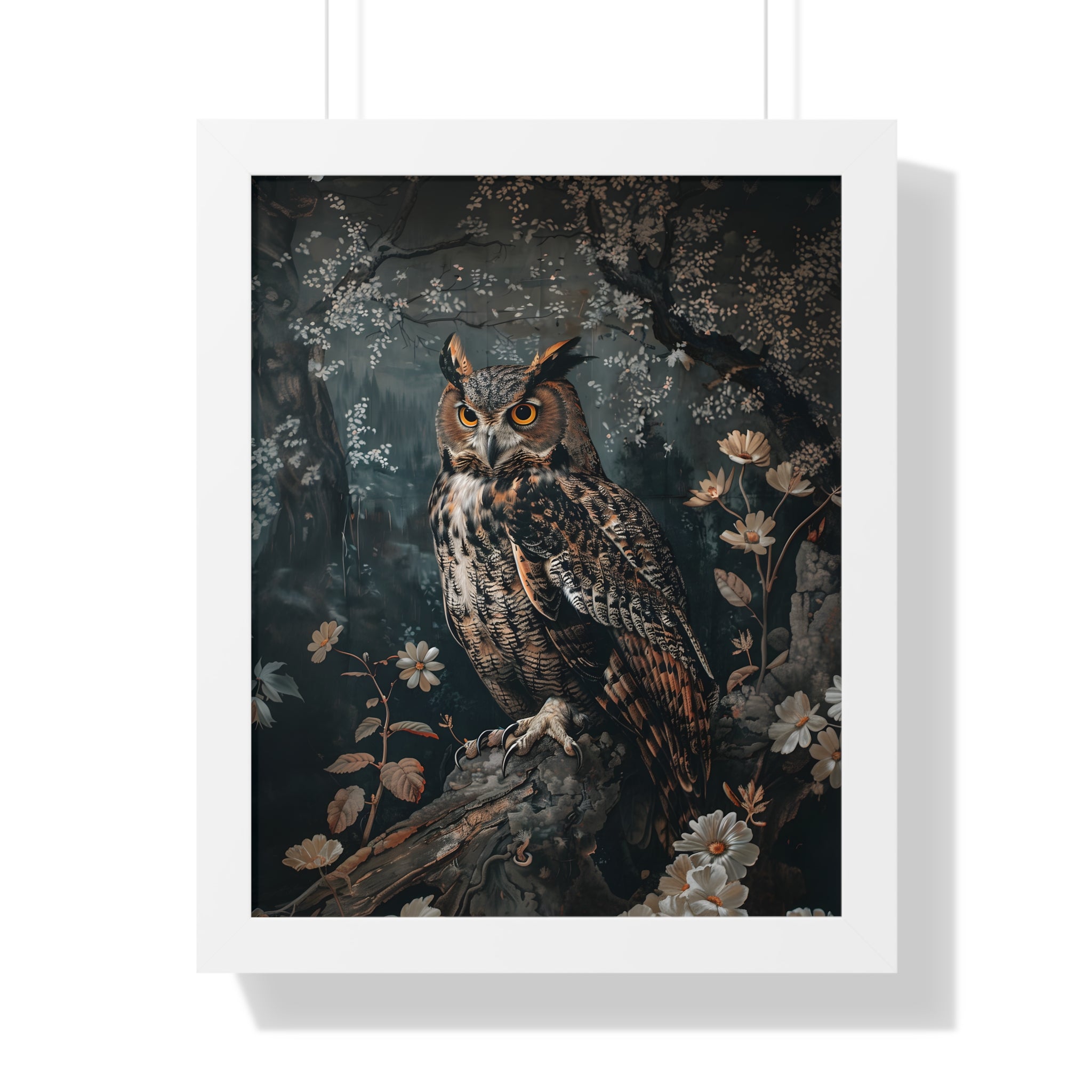Framed Paper Print - Midnight Watchful Owl