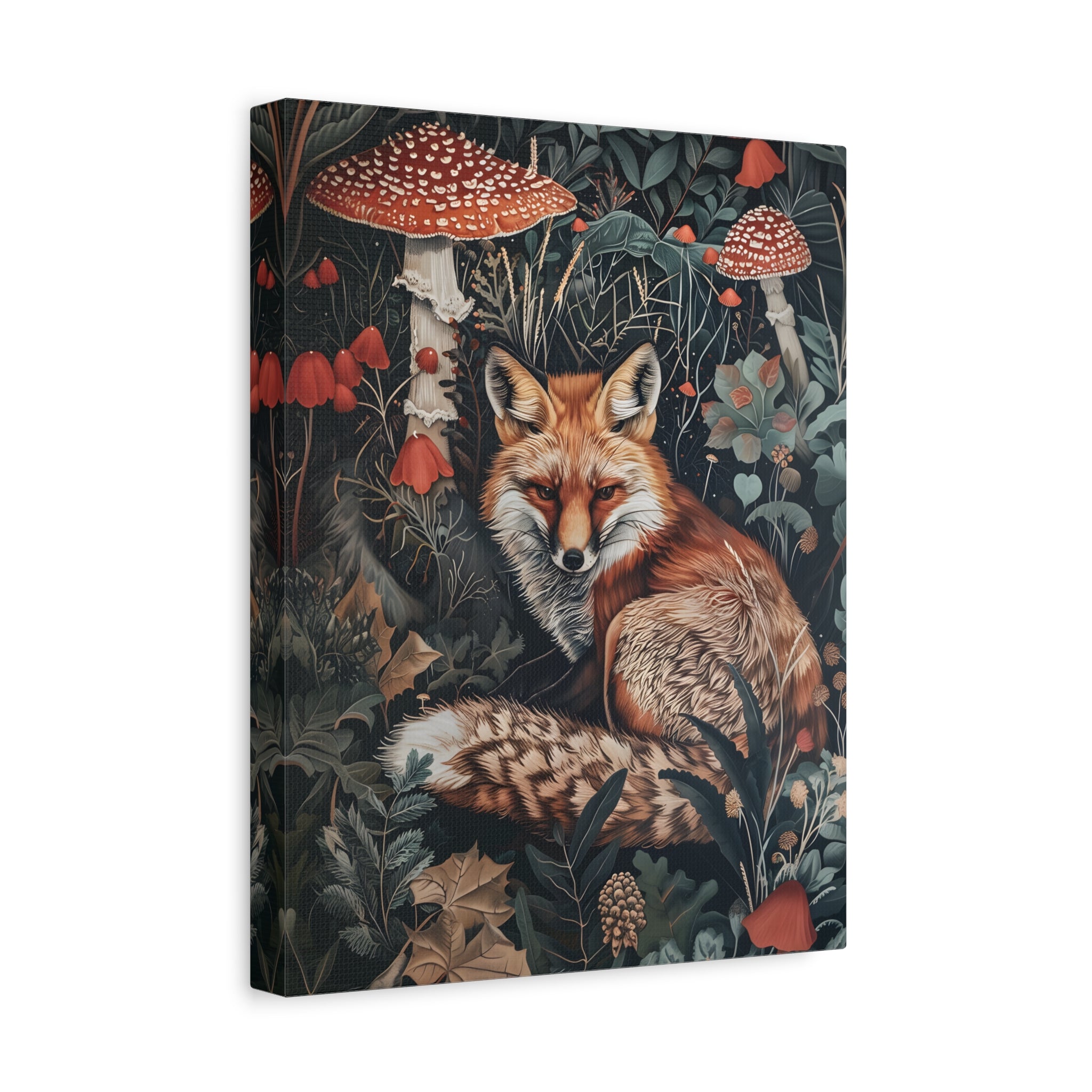 1.25" Matte Canvas - Forest Fox with Mushrooms