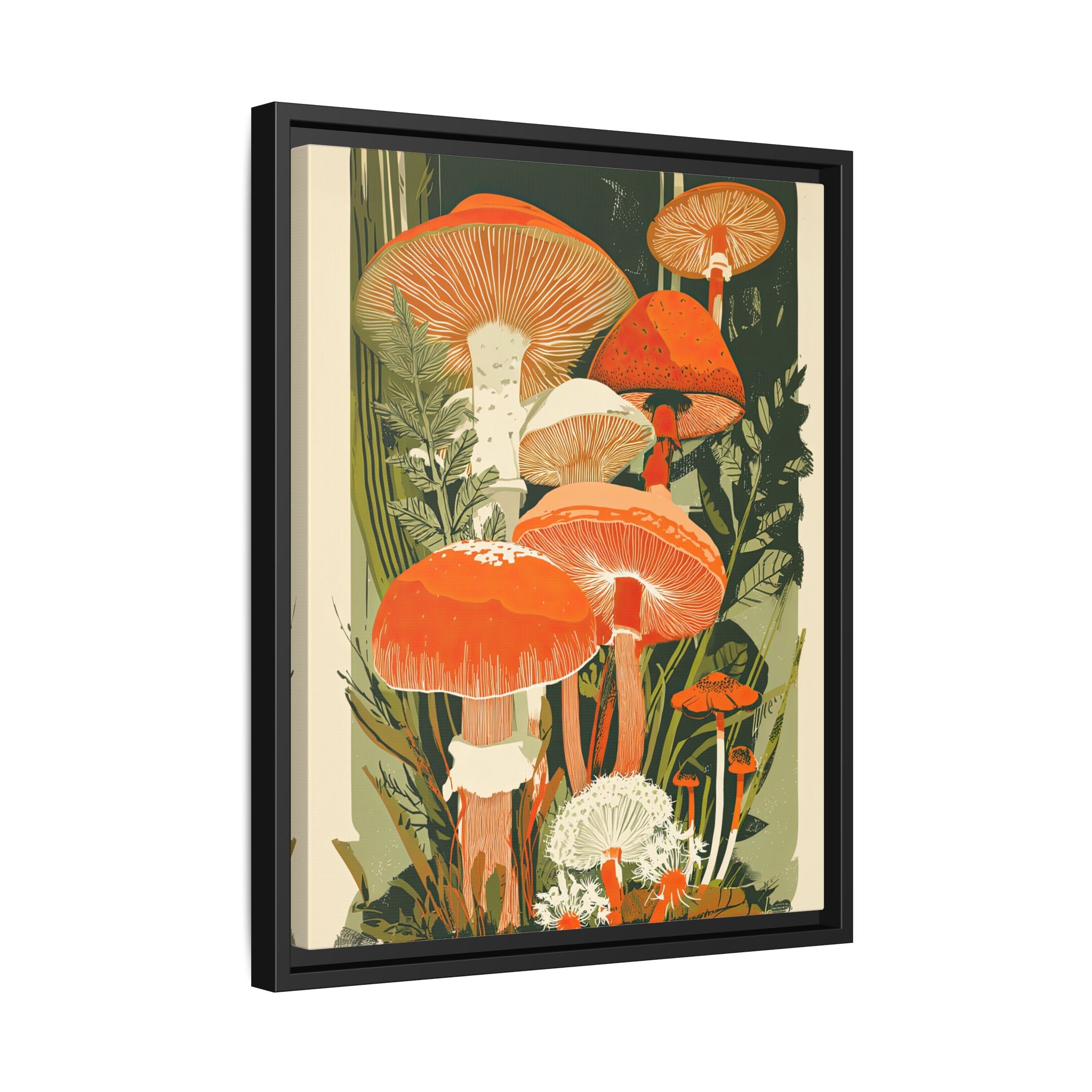Framed Canvas - Groovy Woodland Mushrooms