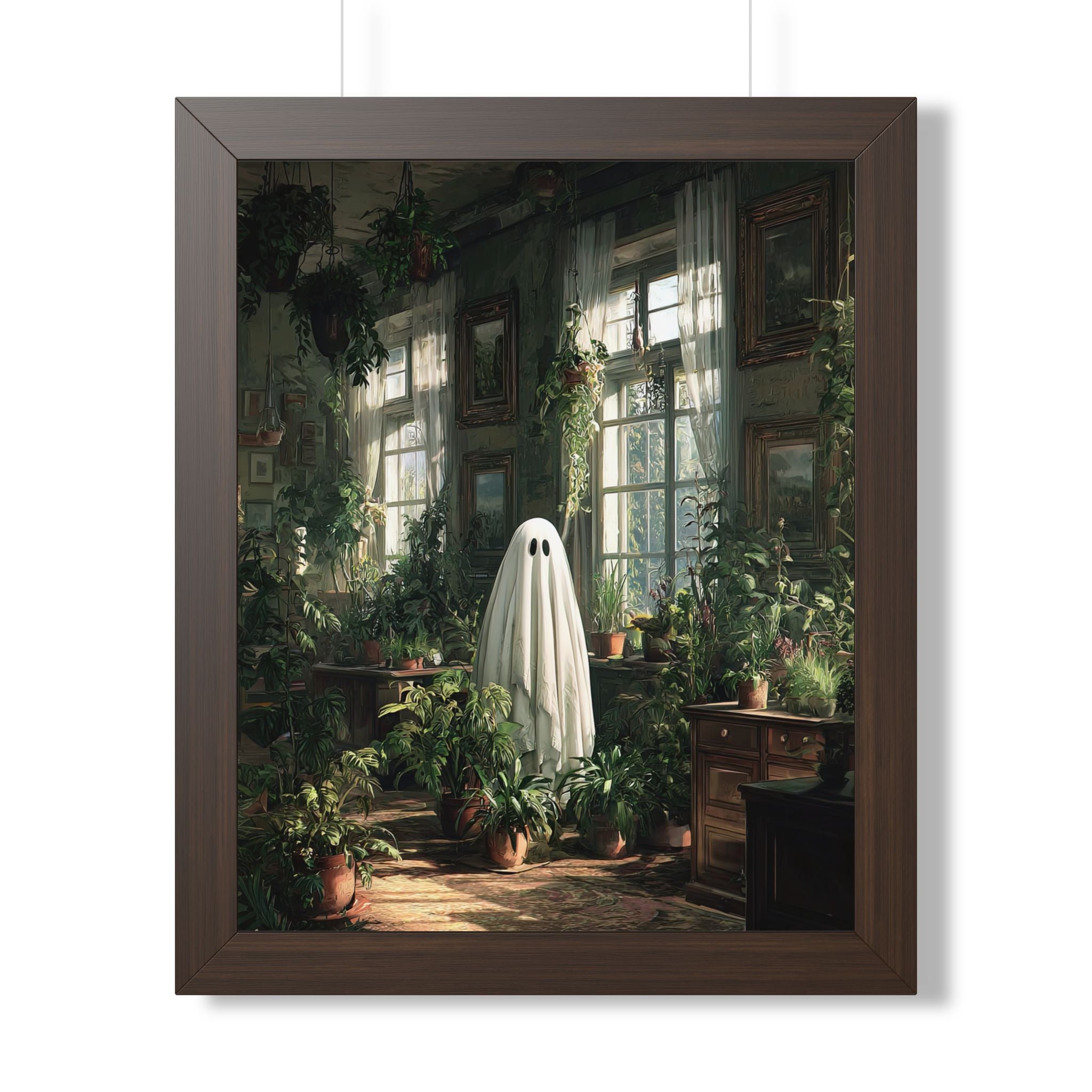 Framed Paper Print - Ghost Among Houseplants