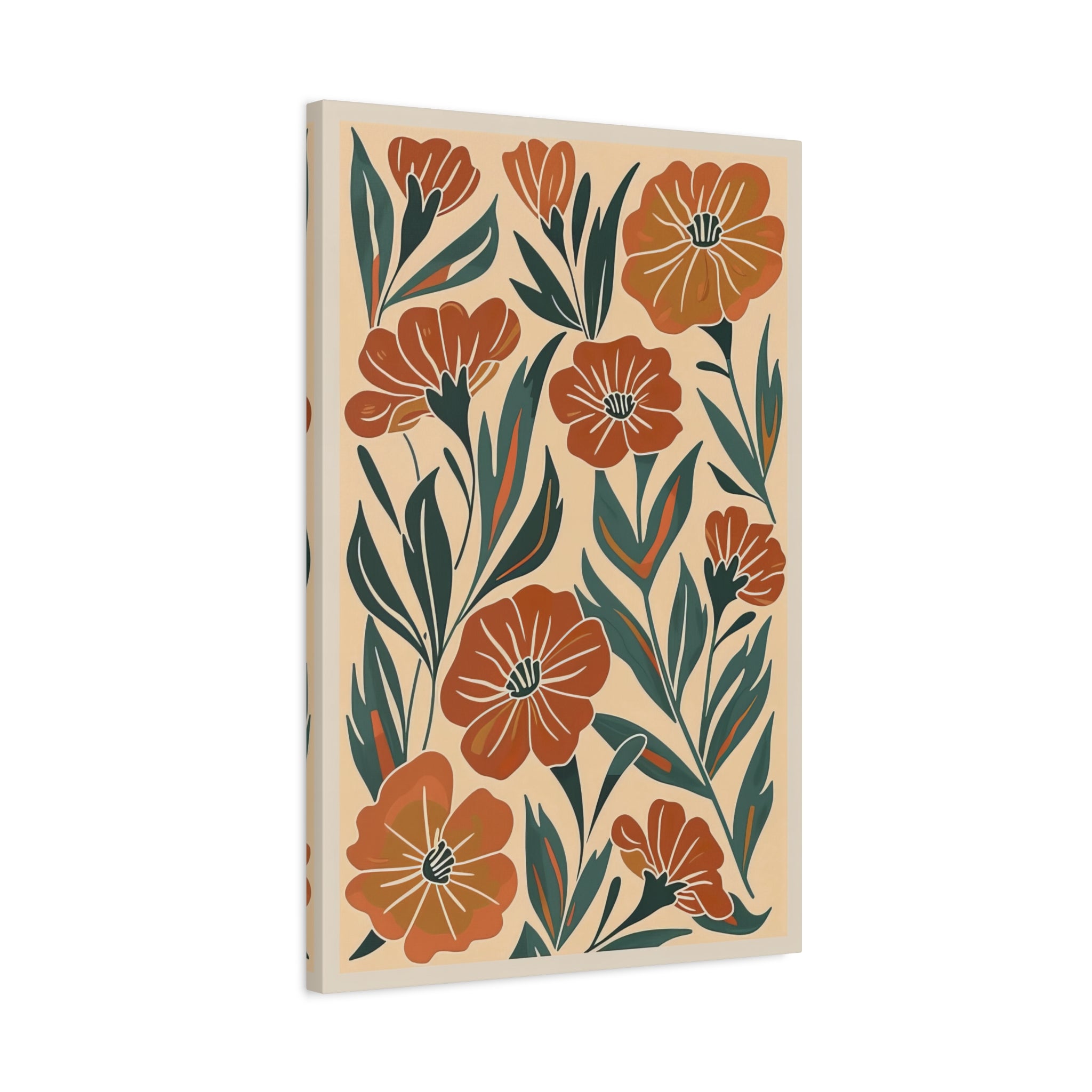 1.25" Matte Canvas - Burnt Orange Boho Blossoms