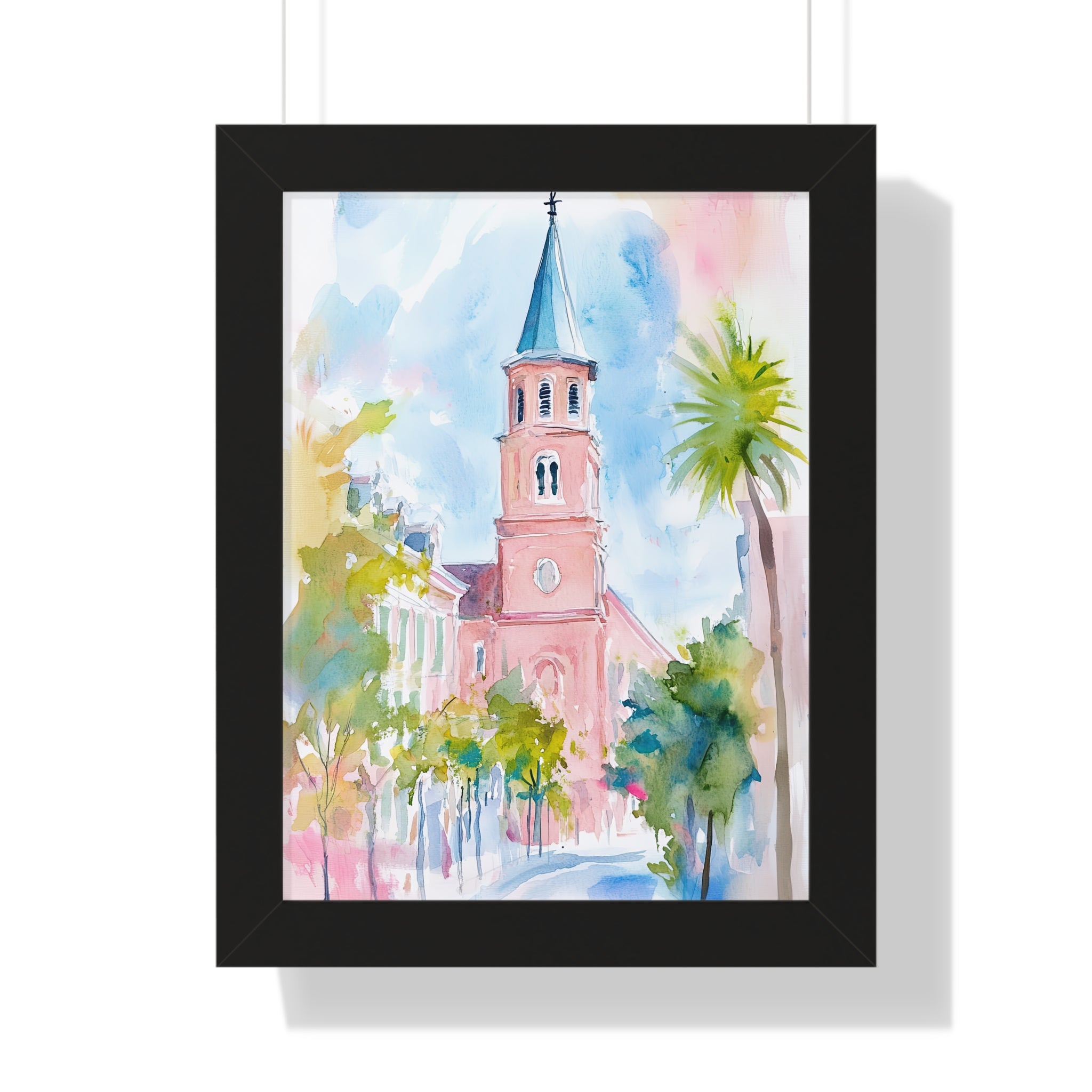 Framed Paper Print - Charleston Steeple in Pastel Haze
