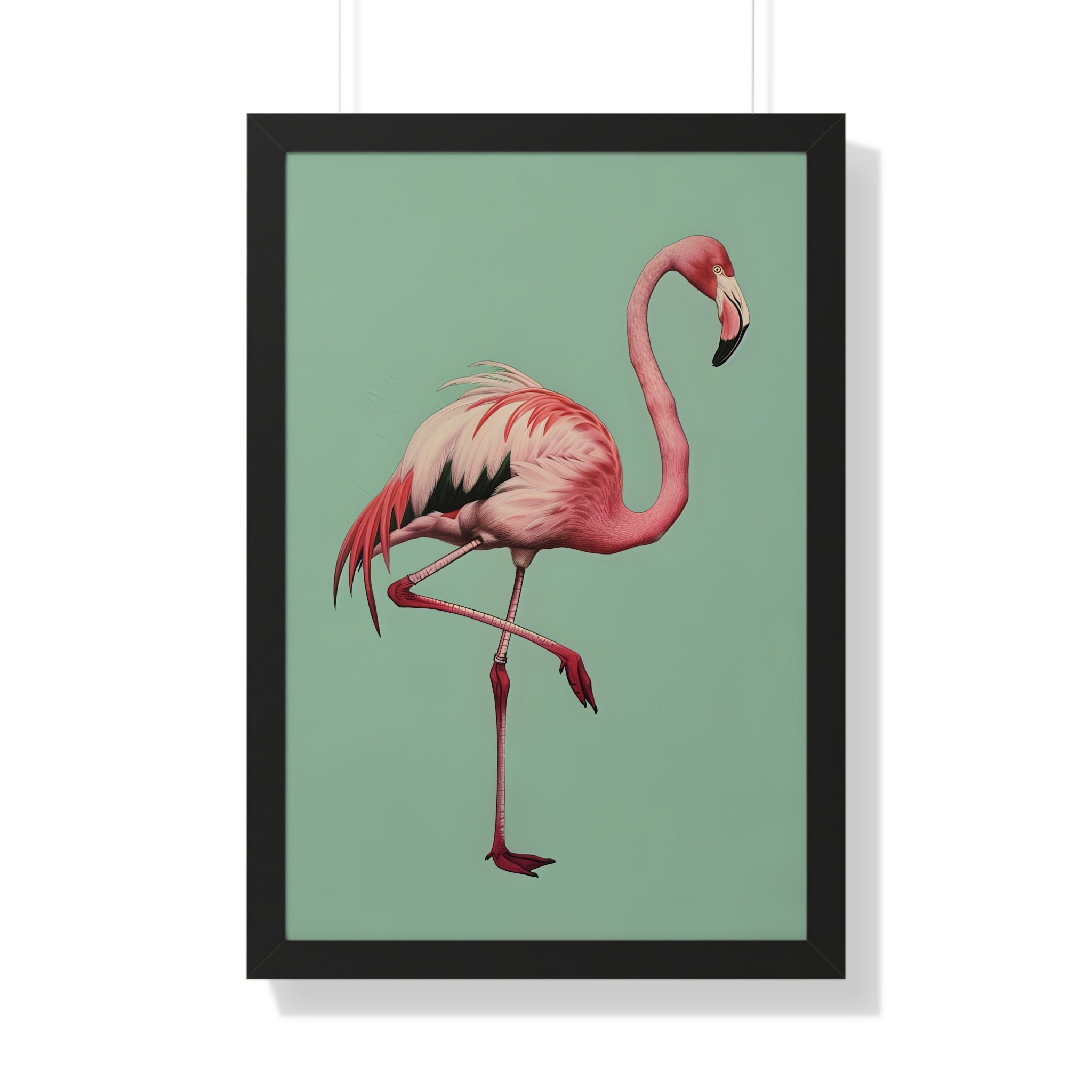 Framed Paper Print - Pink Flamingo Tropical