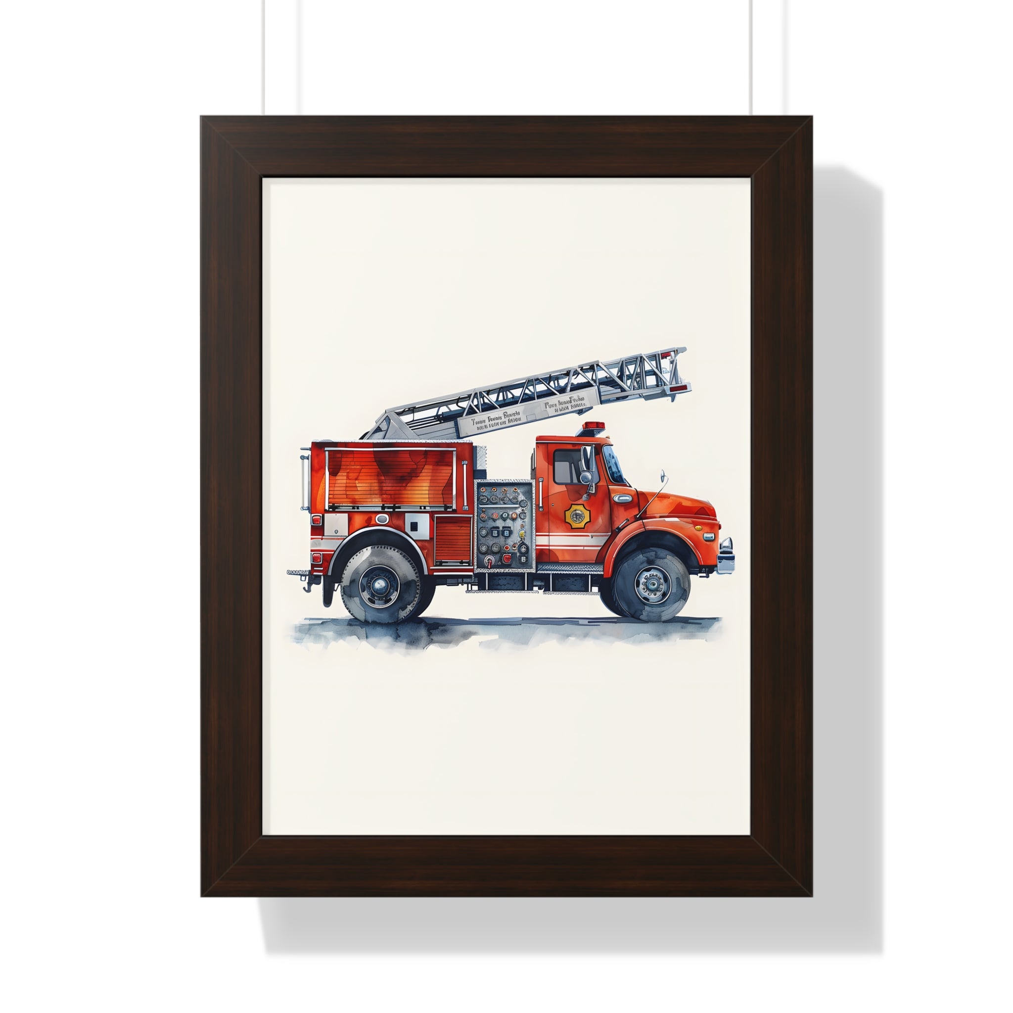 Framed Paper Print - Ladder Firetruck Nursery