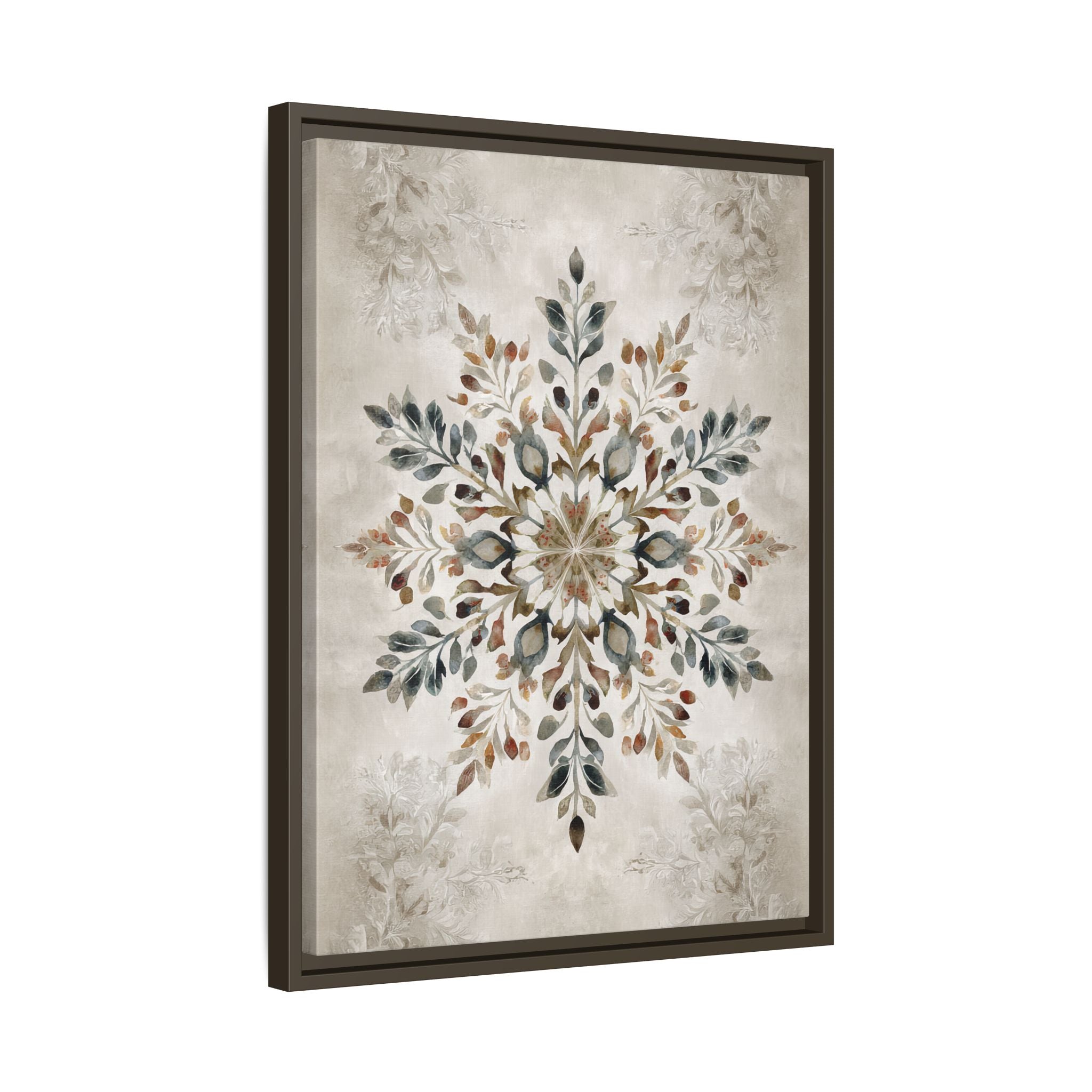 Framed Canvas - Nordic Botanical Snowflake